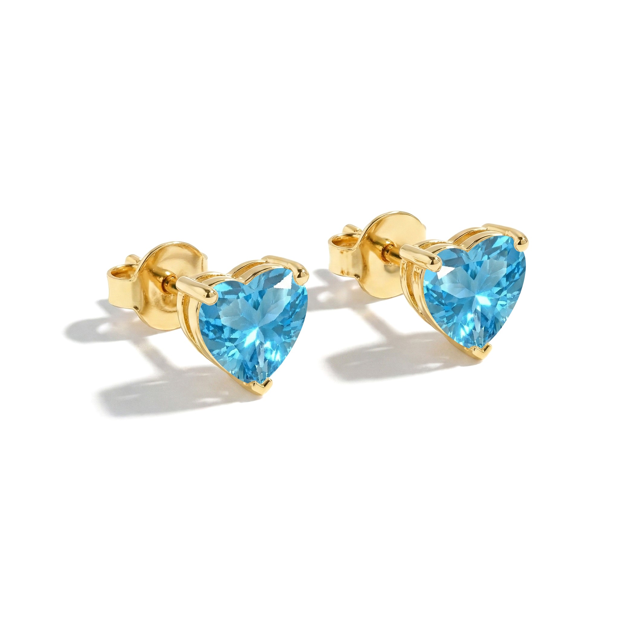 Blue Topaz Heart Stud Earrings in 925 Sterling Silver 5.15ct
