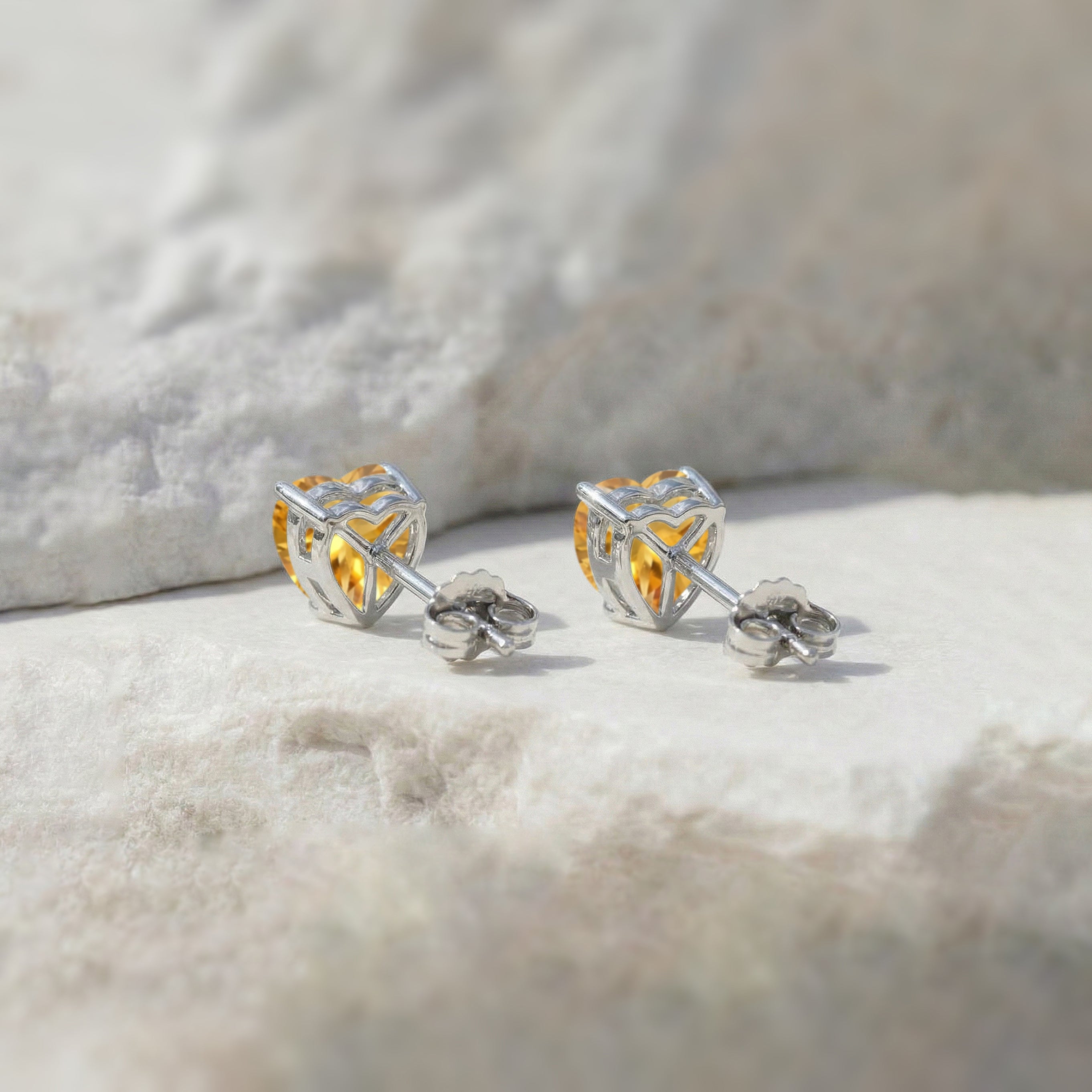 Citrine Heart Stud Earrings in 925 Sterling Silver 5.15ct
