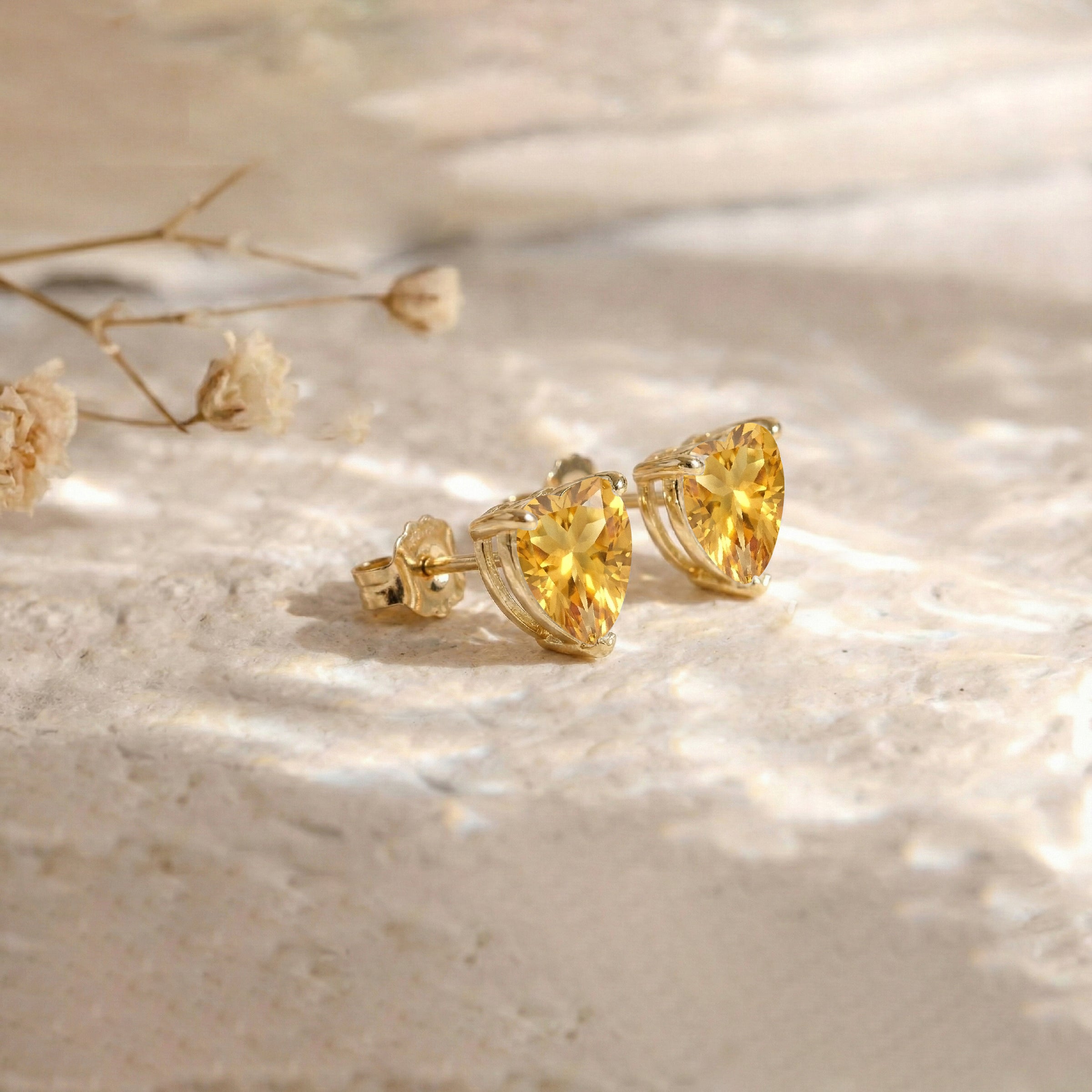 Citrine Heart Stud Earrings in 925 Sterling Silver 5.15ct
