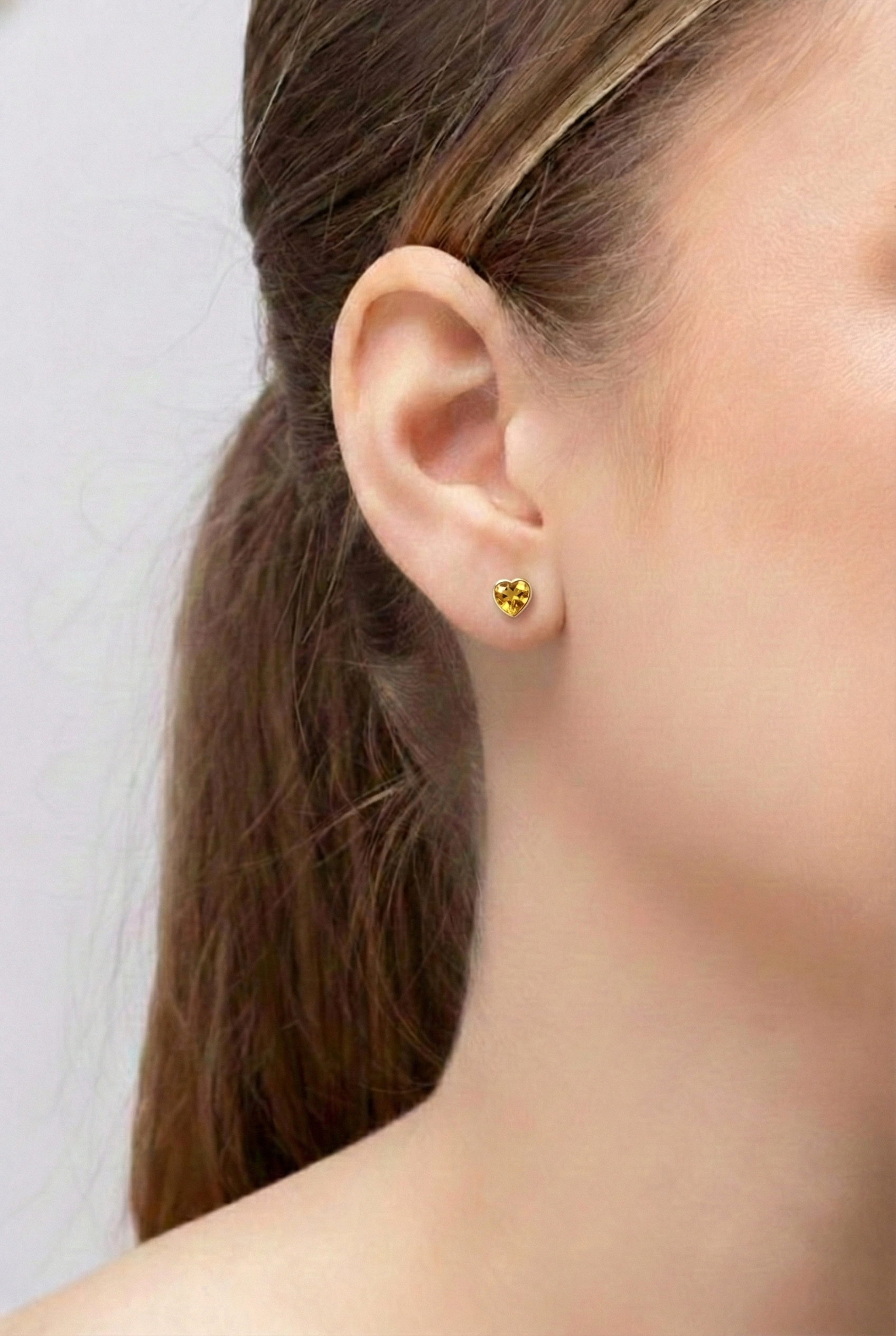 Citrine Heart Stud Earrings in 925 Sterling Silver 5.15ct
