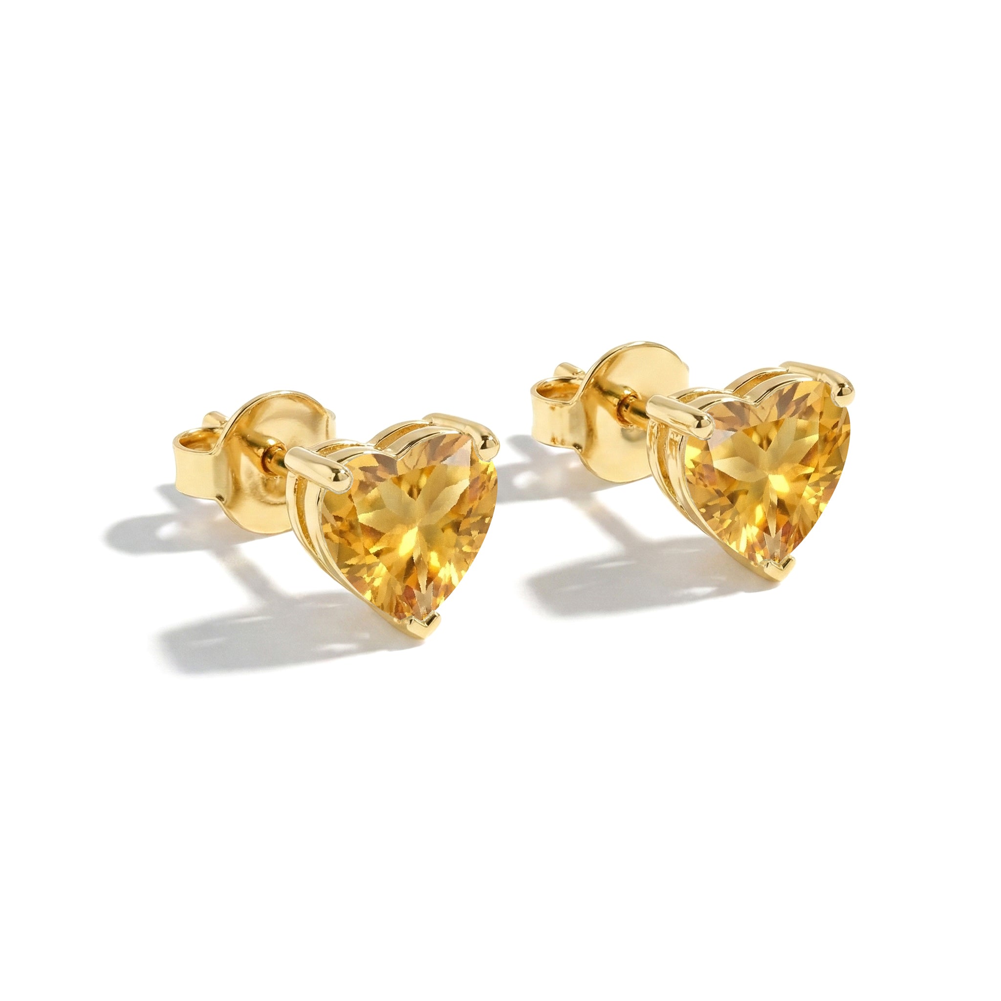 Citrine Heart Stud Earrings in 925 Sterling Silver 5.15ct
