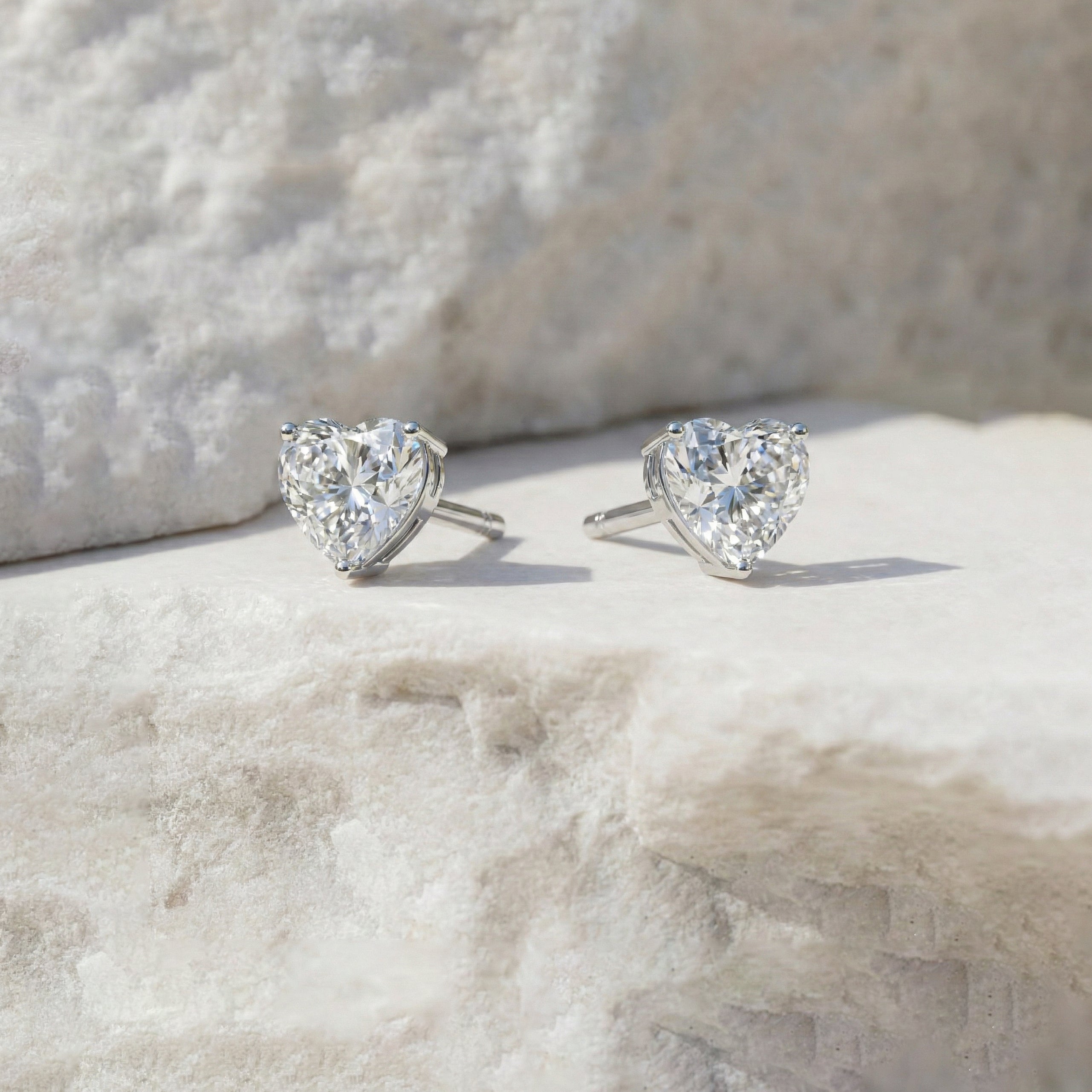 Simulated Diamond CZ Heart Stud Earrings in 925 Sterling Silver 5.15ct
