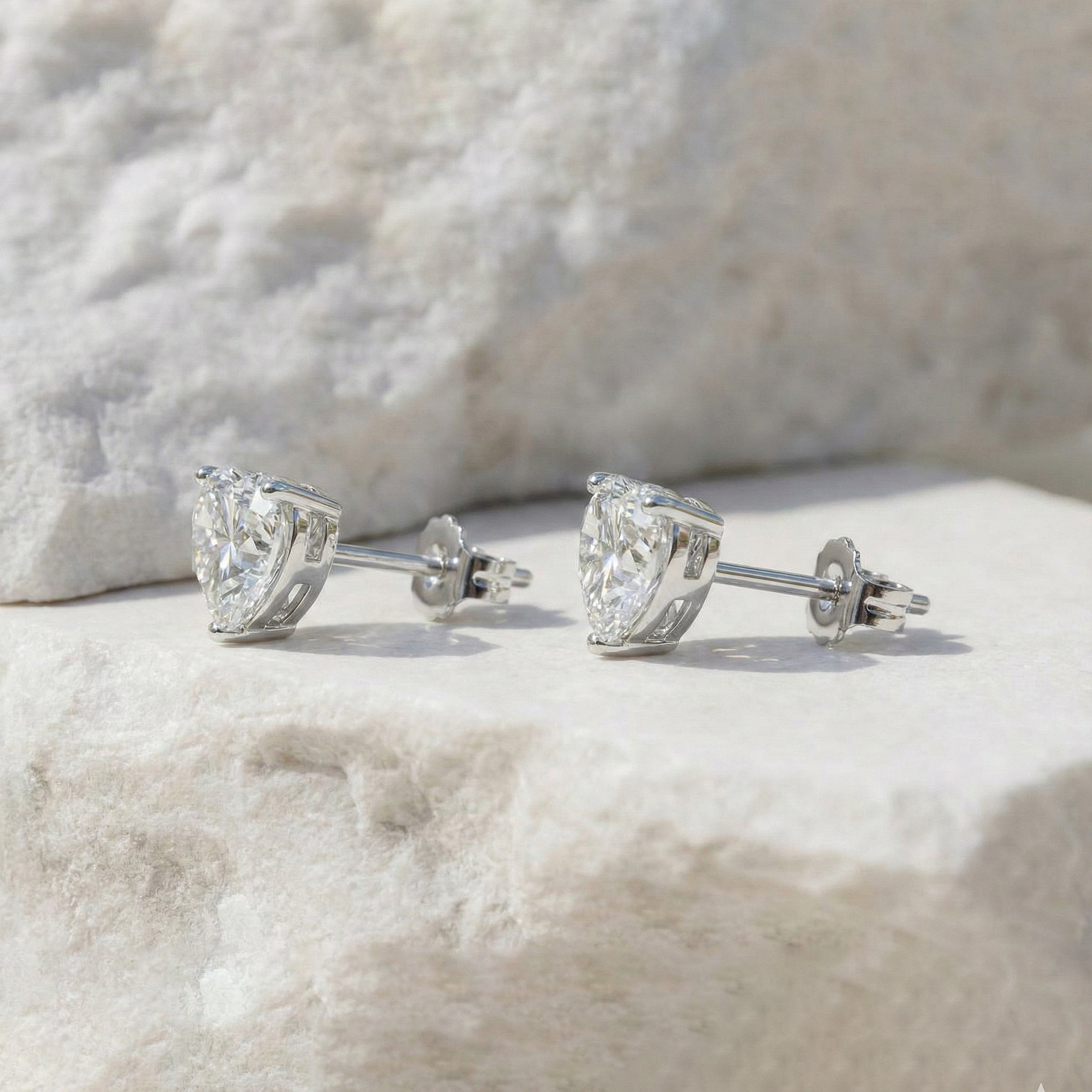 Simulated Diamond CZ Heart Stud Earrings in 925 Sterling Silver 5.15ct
