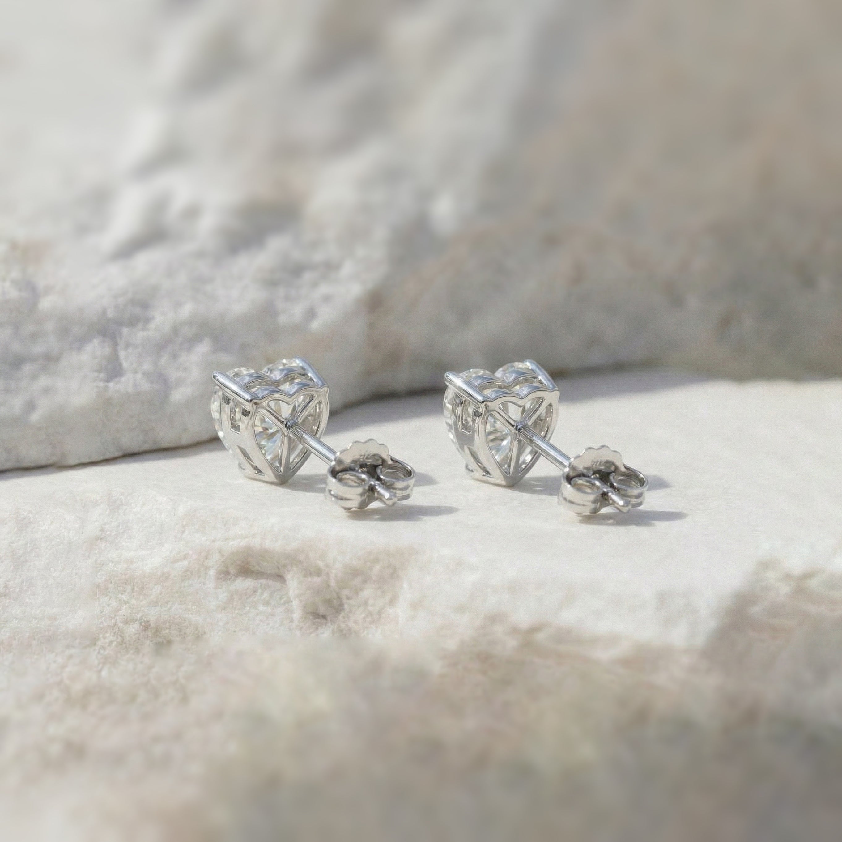Simulated Diamond CZ Heart Stud Earrings in 925 Sterling Silver 5.15ct
