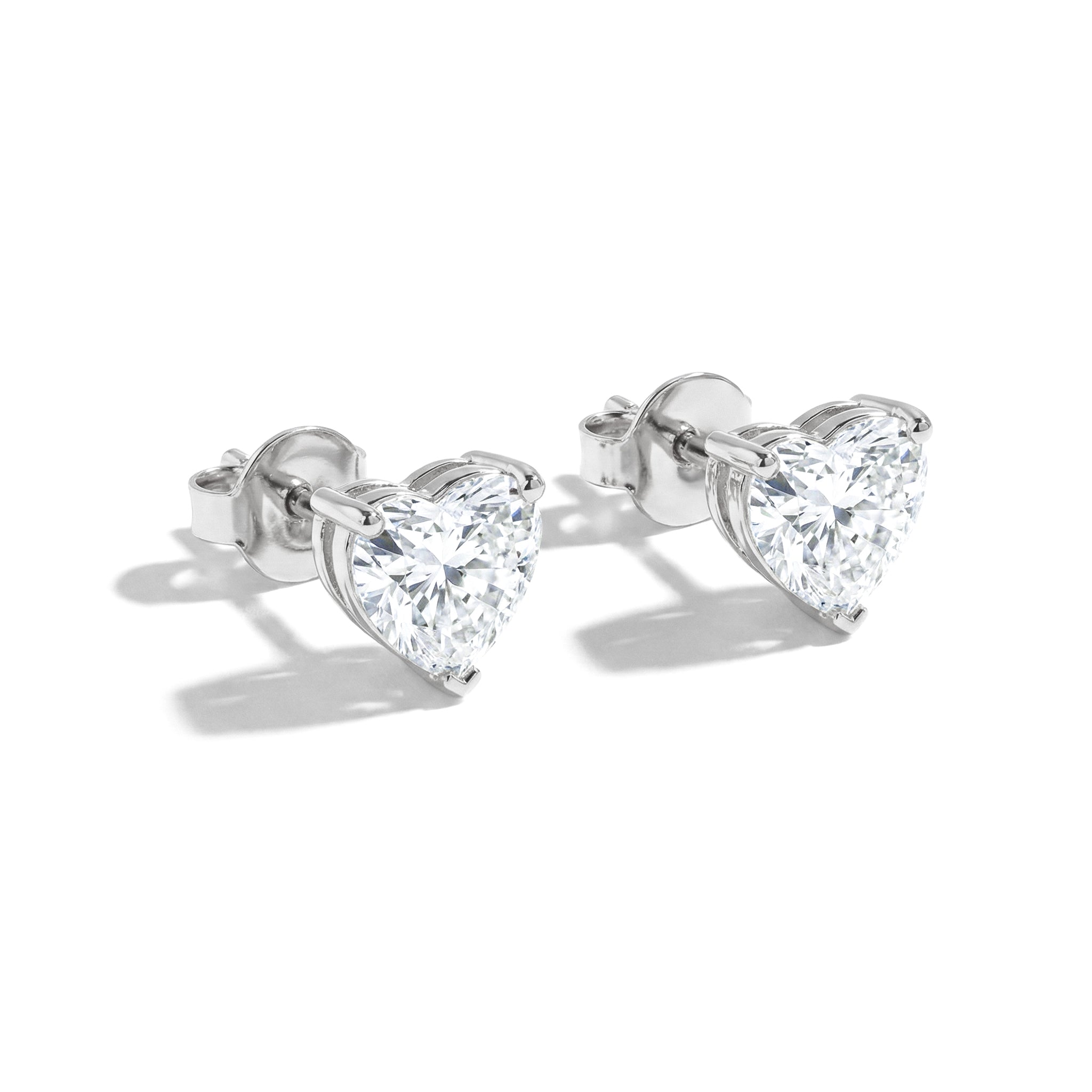 Cubic zirconia stud earrings heart silver