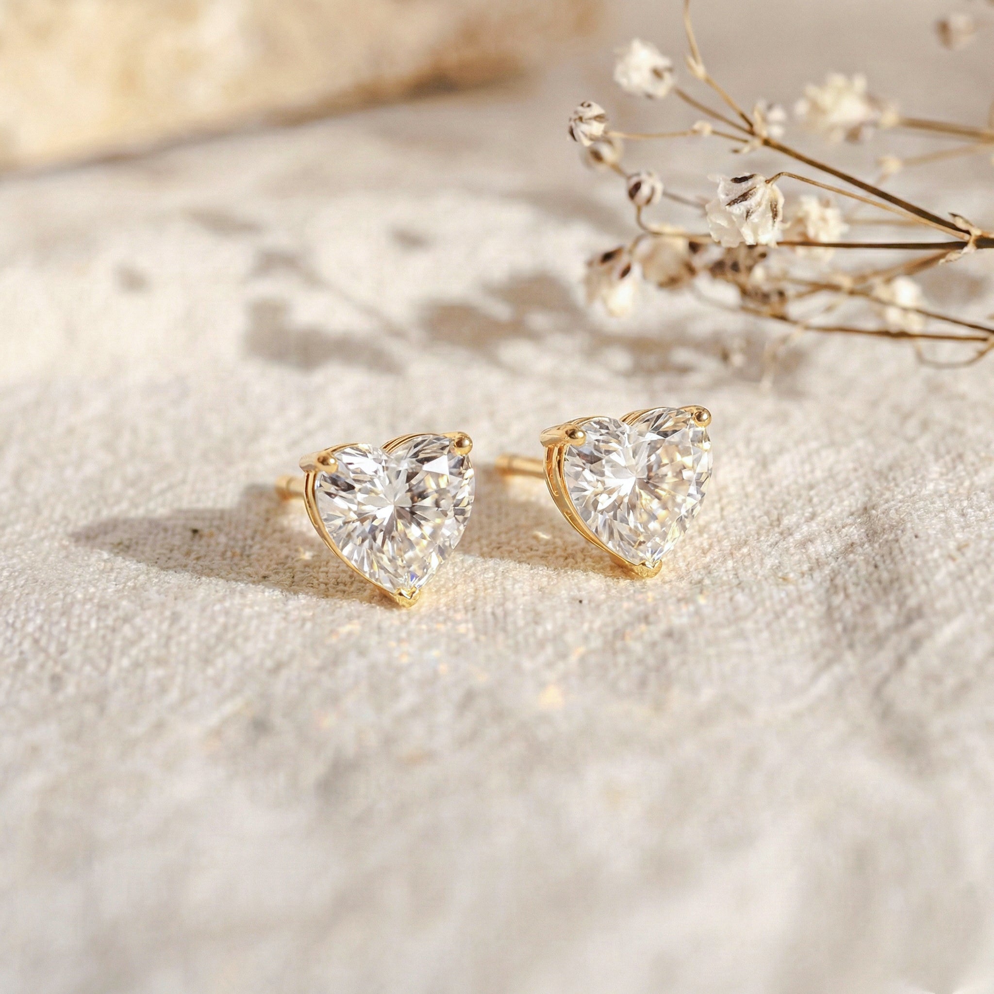 Simulated Diamond CZ Heart Stud Earrings in 925 Sterling Silver 5.15ct
