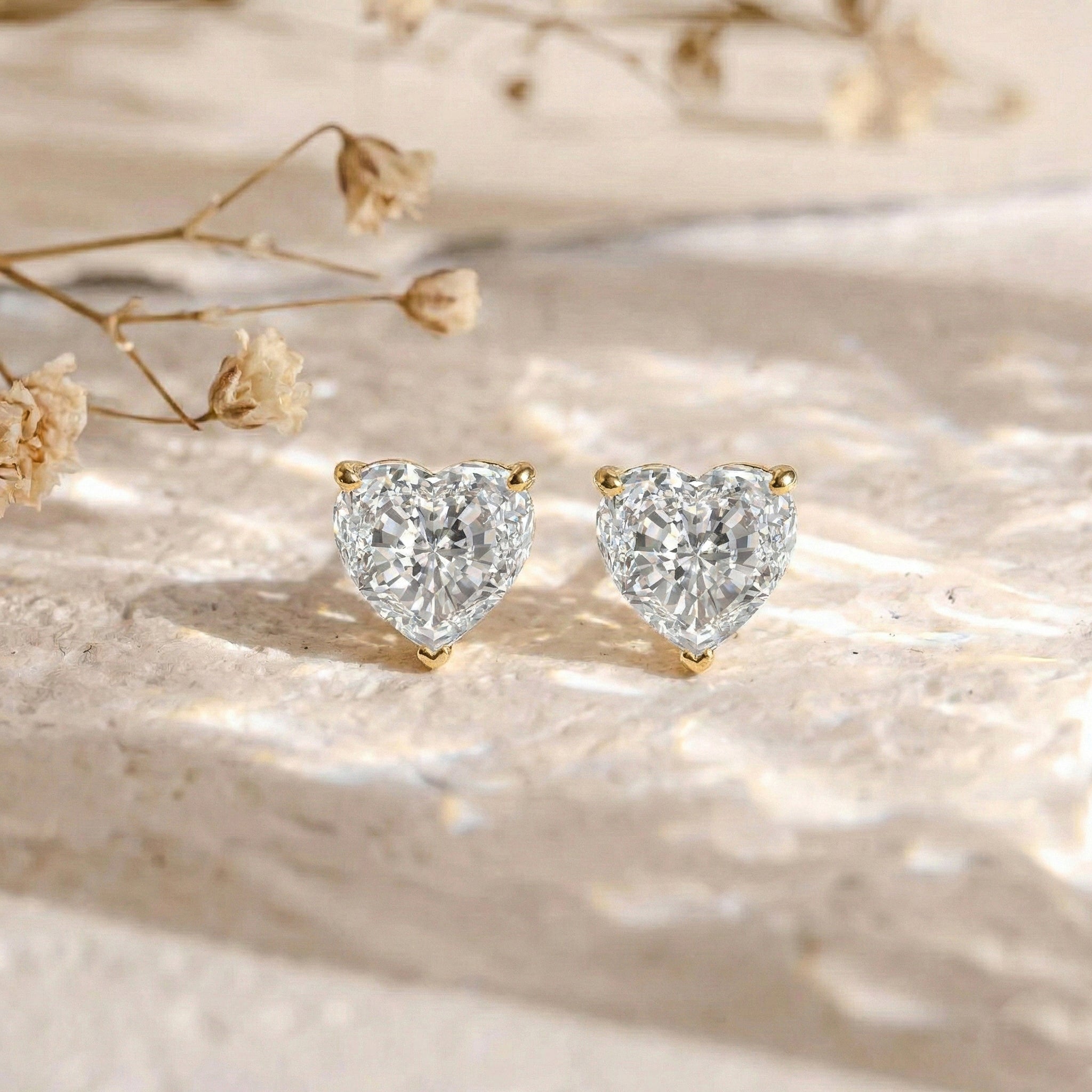 Simulated Diamond CZ Heart Stud Earrings in 925 Sterling Silver 5.15ct
