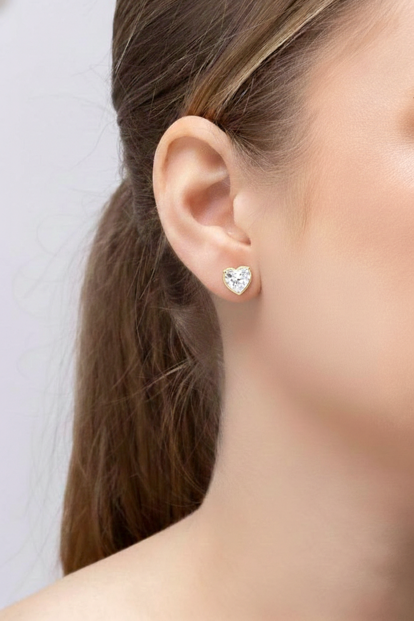 Simulated Diamond CZ Heart Stud Earrings in 925 Sterling Silver 5.15ct

