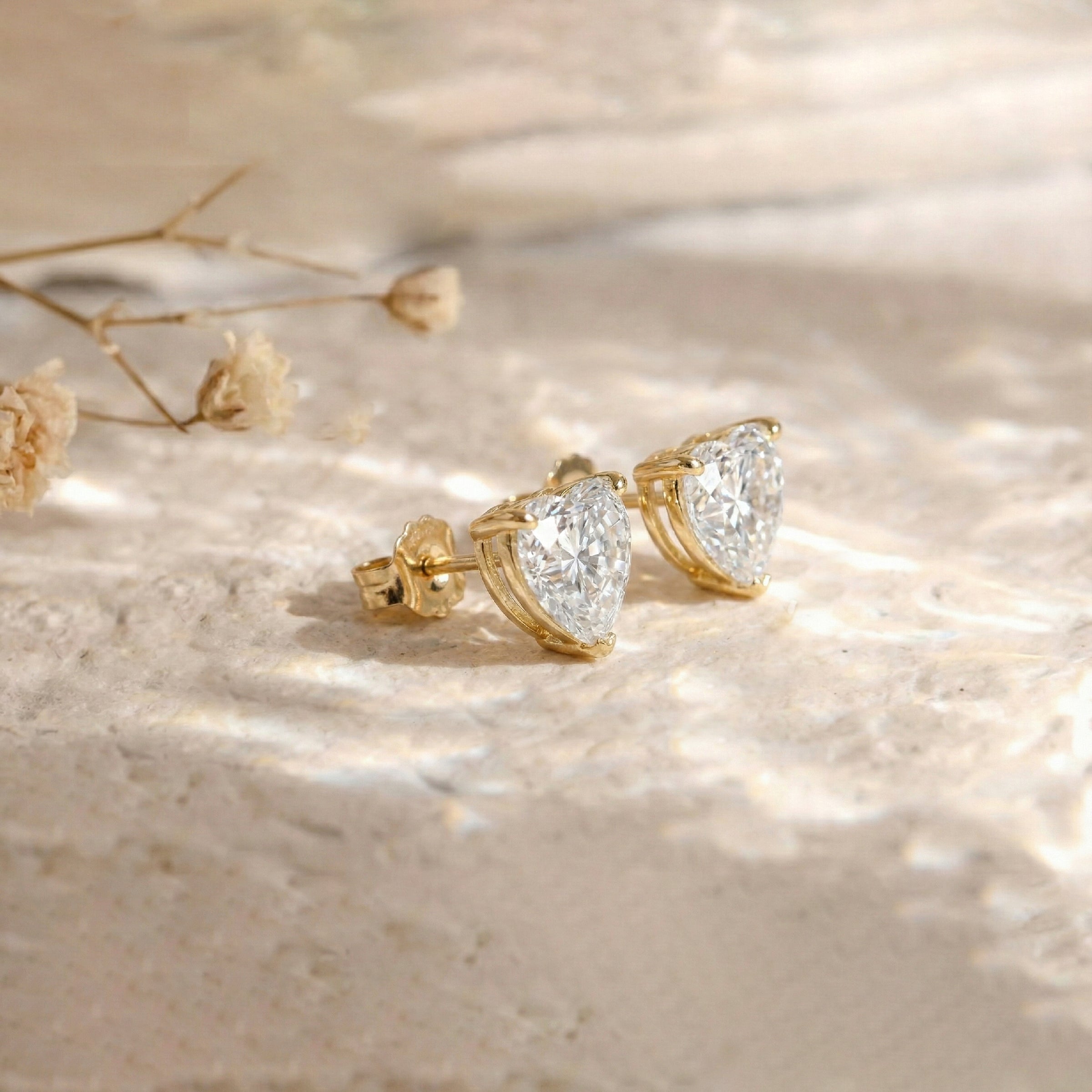 Simulated Diamond CZ Heart Stud Earrings in 925 Sterling Silver 5.15ct
