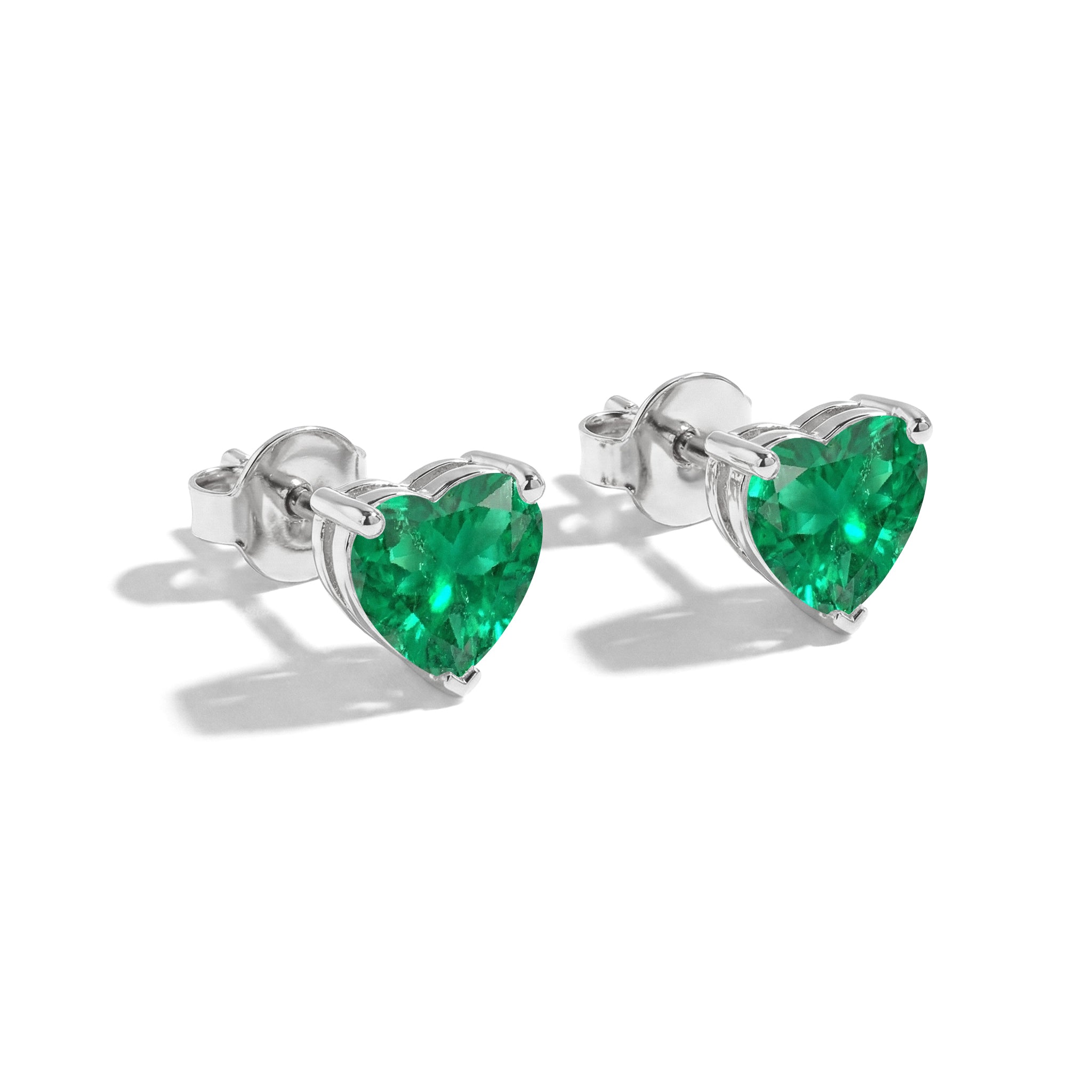 Emerald Heart Stud Earrings in 925 Sterling Silver 5.15ct
