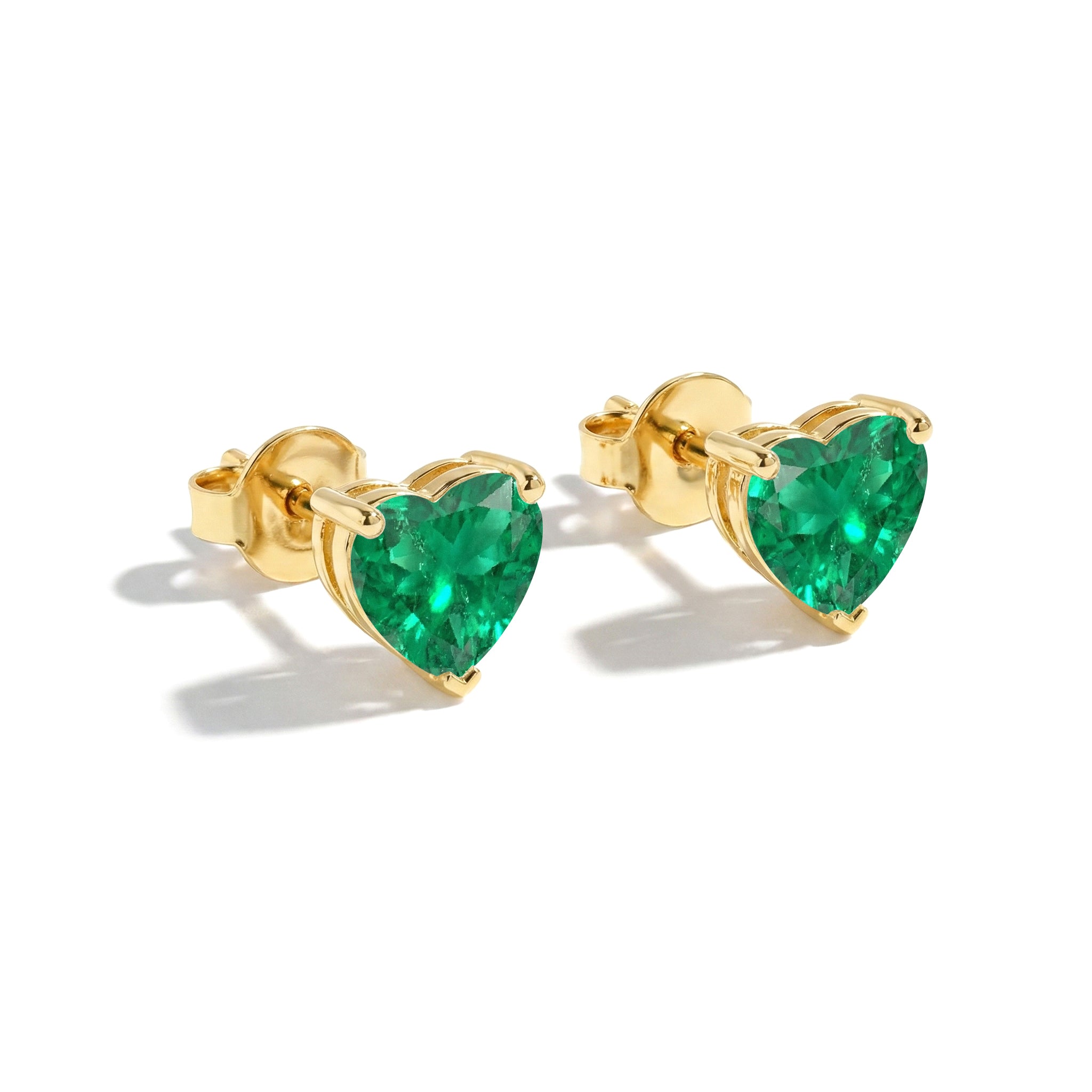 Emerald Heart Stud Earrings in 925 Sterling Silver 5.15ct
