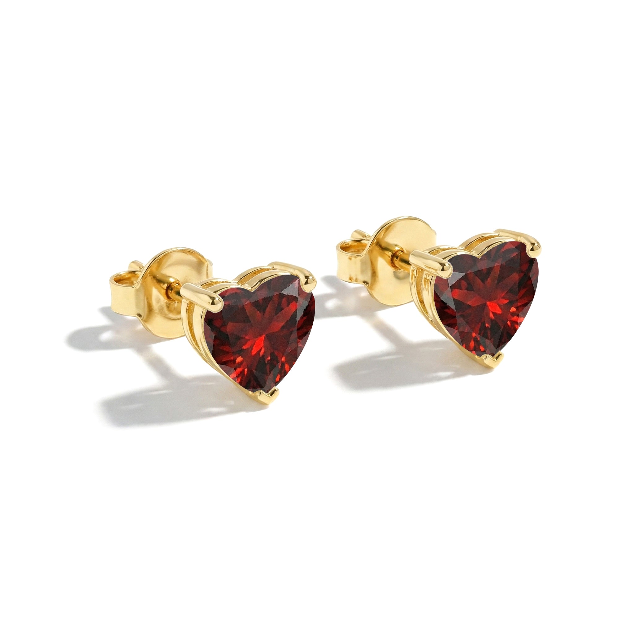 Red gemstone earrings elegant heart shape style