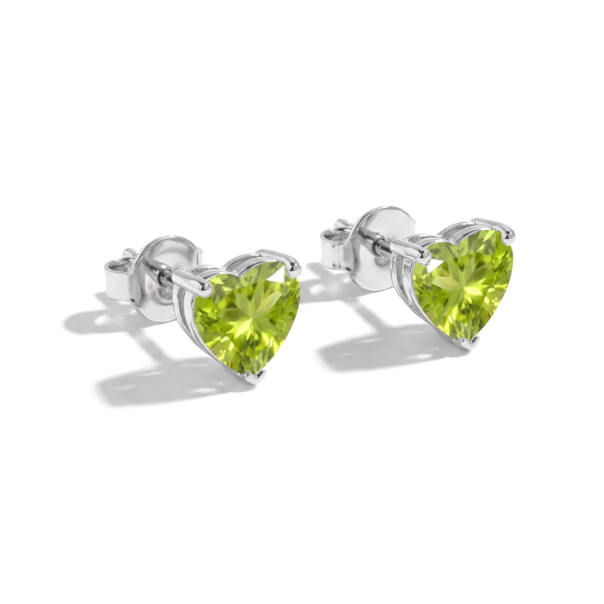 Peridot Heart Stud Earrings in 925 Sterling Silver 5.15ct