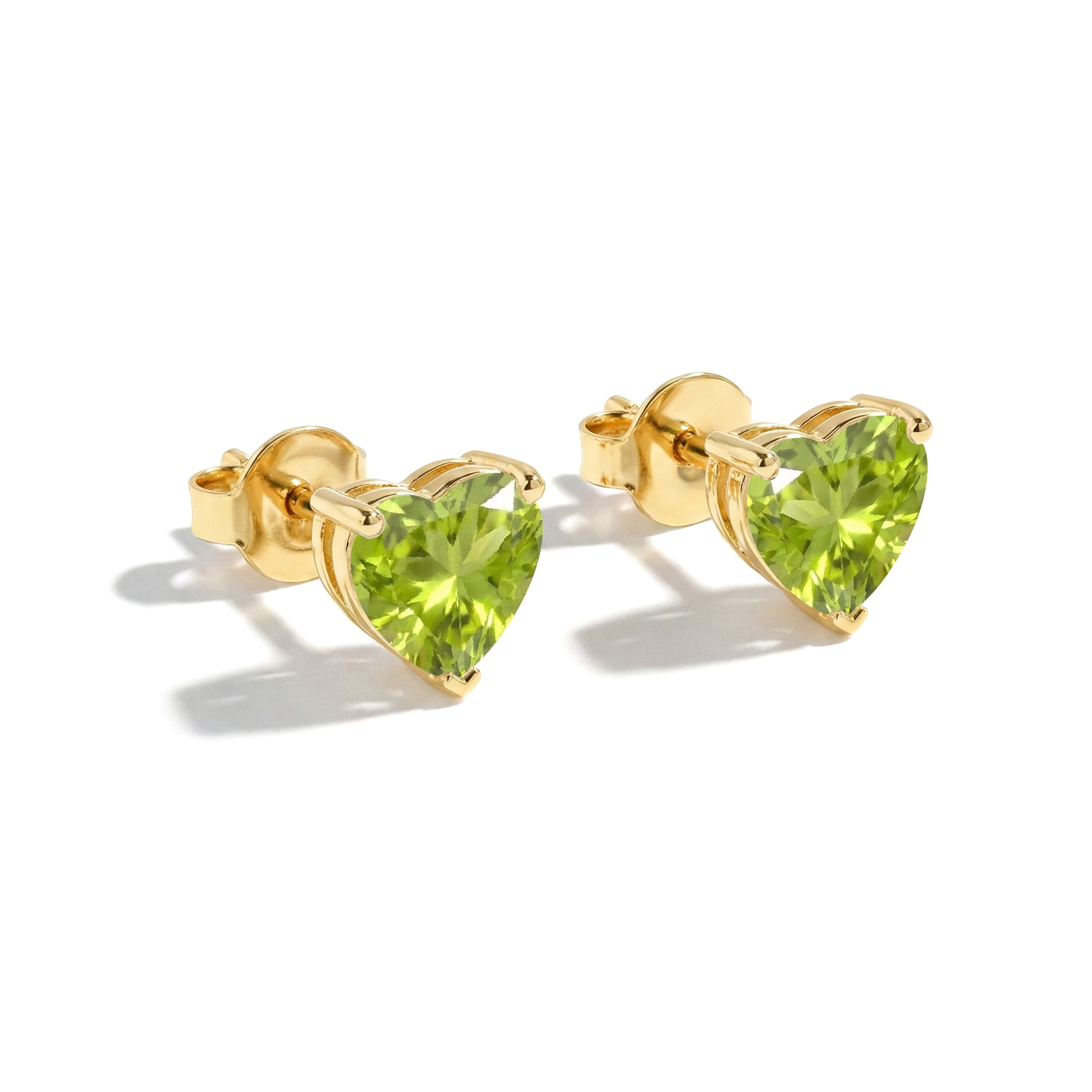 Peridot Heart Stud Earrings in 925 Sterling Silver 5.15ct