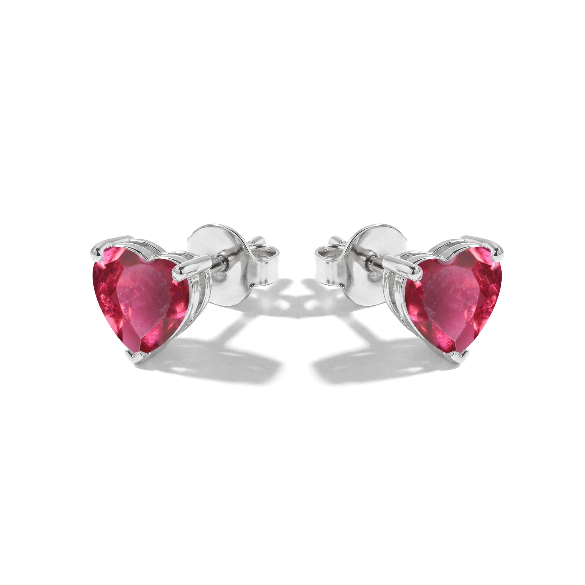 Pink tourmaline Heart Stud Earrings in 925 Sterling Silver 5.15ct