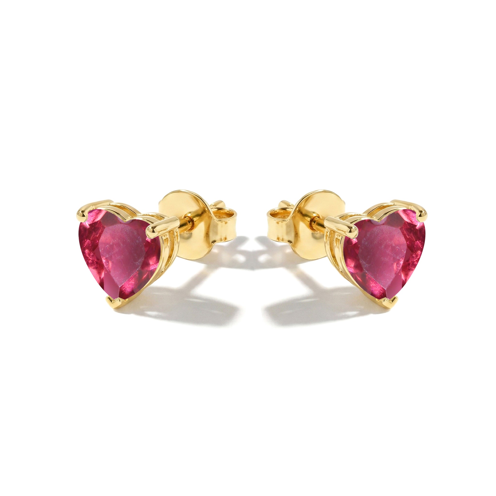 Pink tourmaline Heart Stud Earrings in 925 Sterling Silver 5.15ct