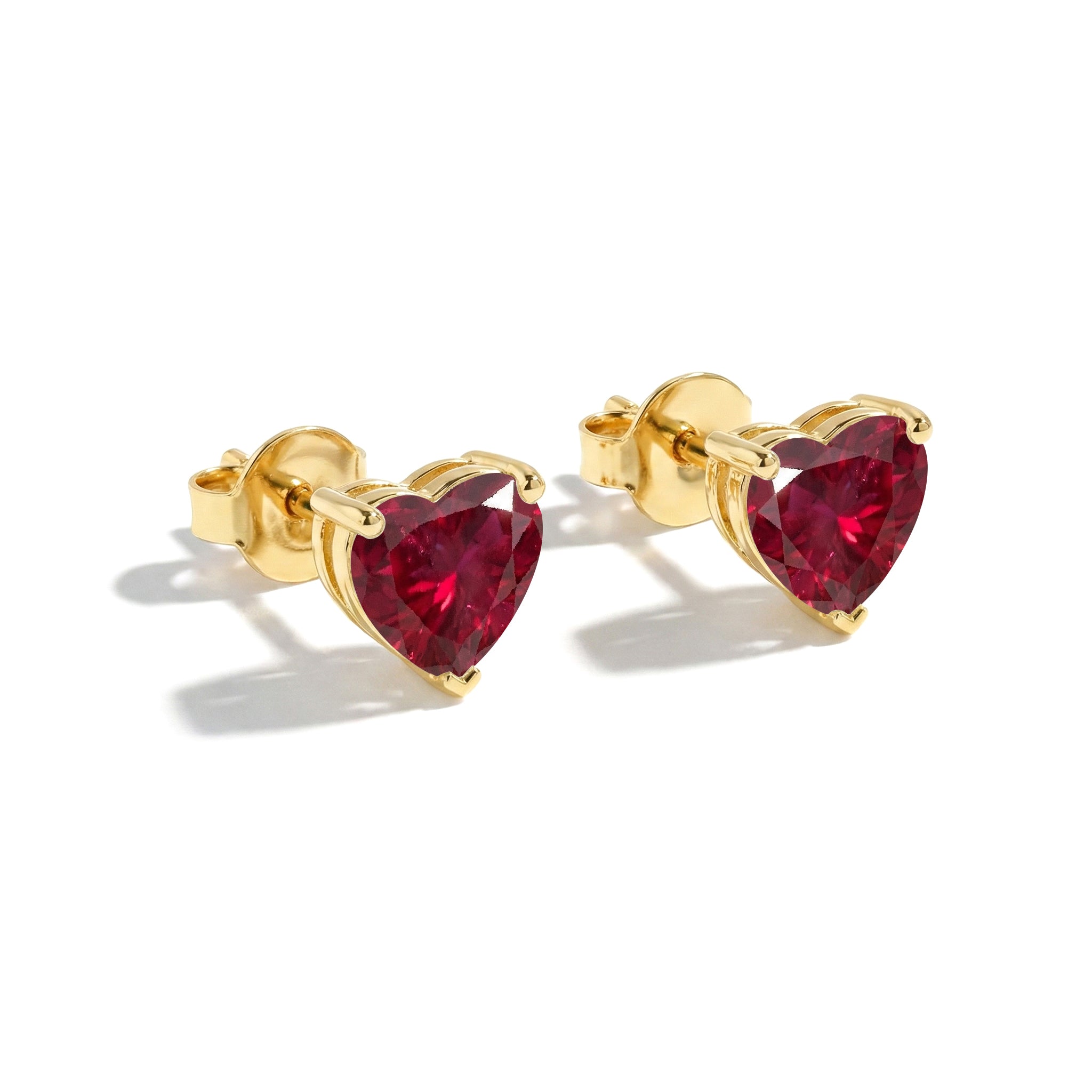 Ruby Heart Stud Earrings in 925 Sterling Silver 5.15ct
