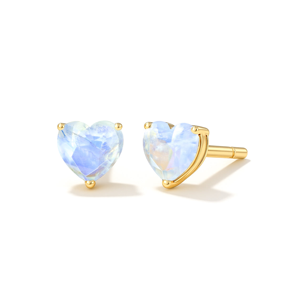 Moonstone Heart Stone Stud Earrings in 925 Sterling Silver