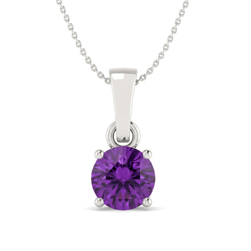 Amethyst Teardrop Pendant Necklace in 925 Sterling Silver 7mm 1.5ct