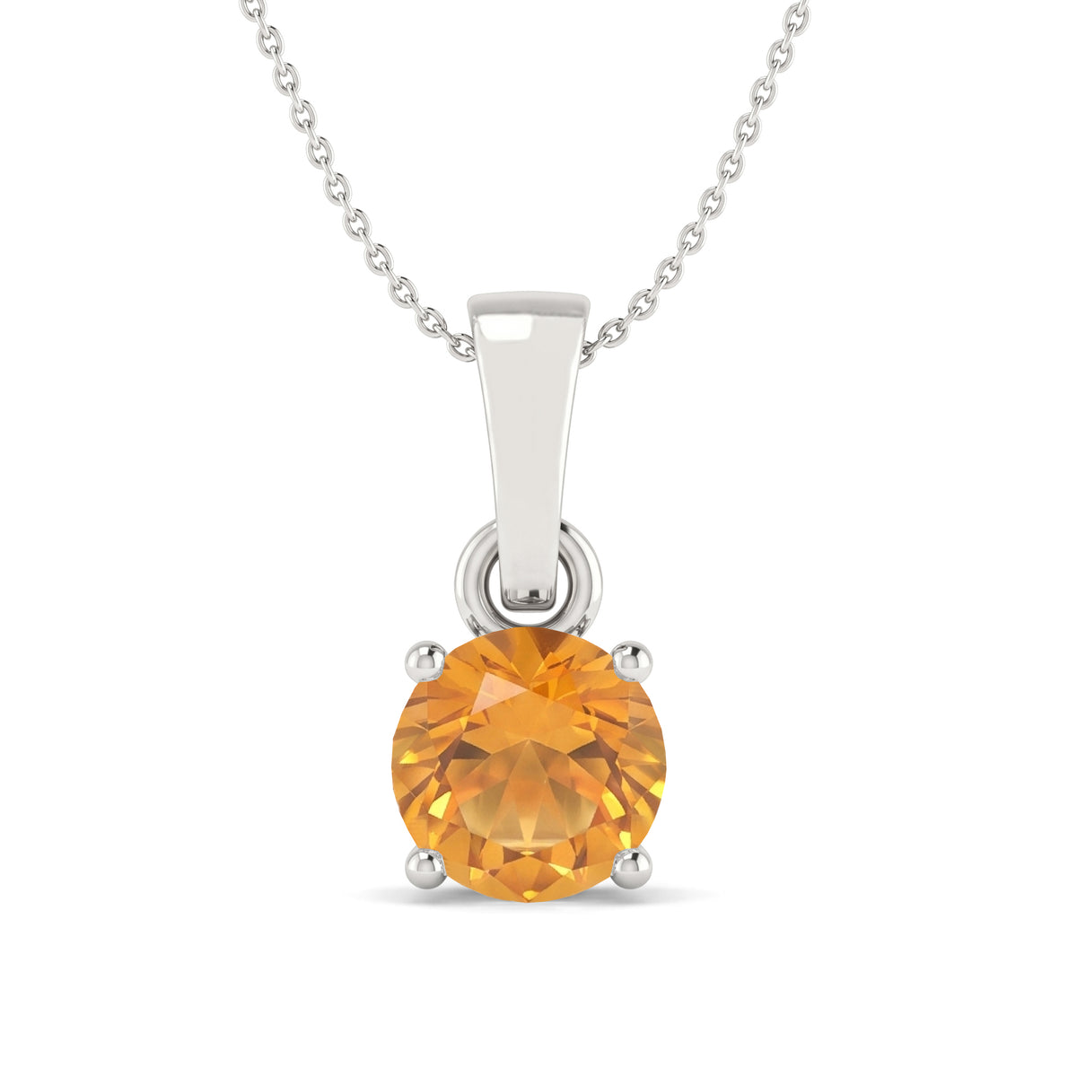 Citrine Teardrop Pendant Necklace in 925 Sterling Silver 7mm 1.5ct