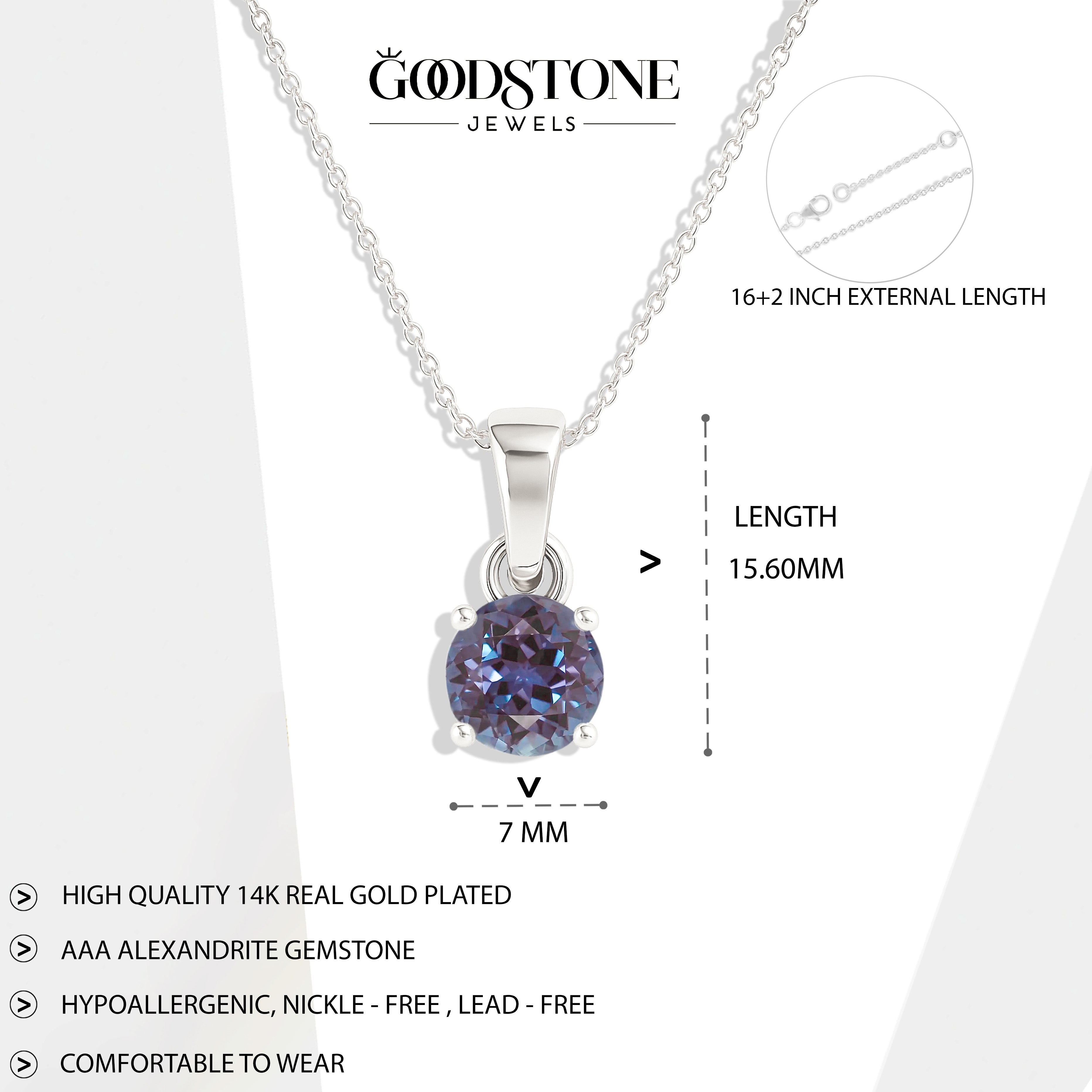 Alexandrite Teardrop Pendant Necklace in 925 Sterling Silver 7mm 1.5ct