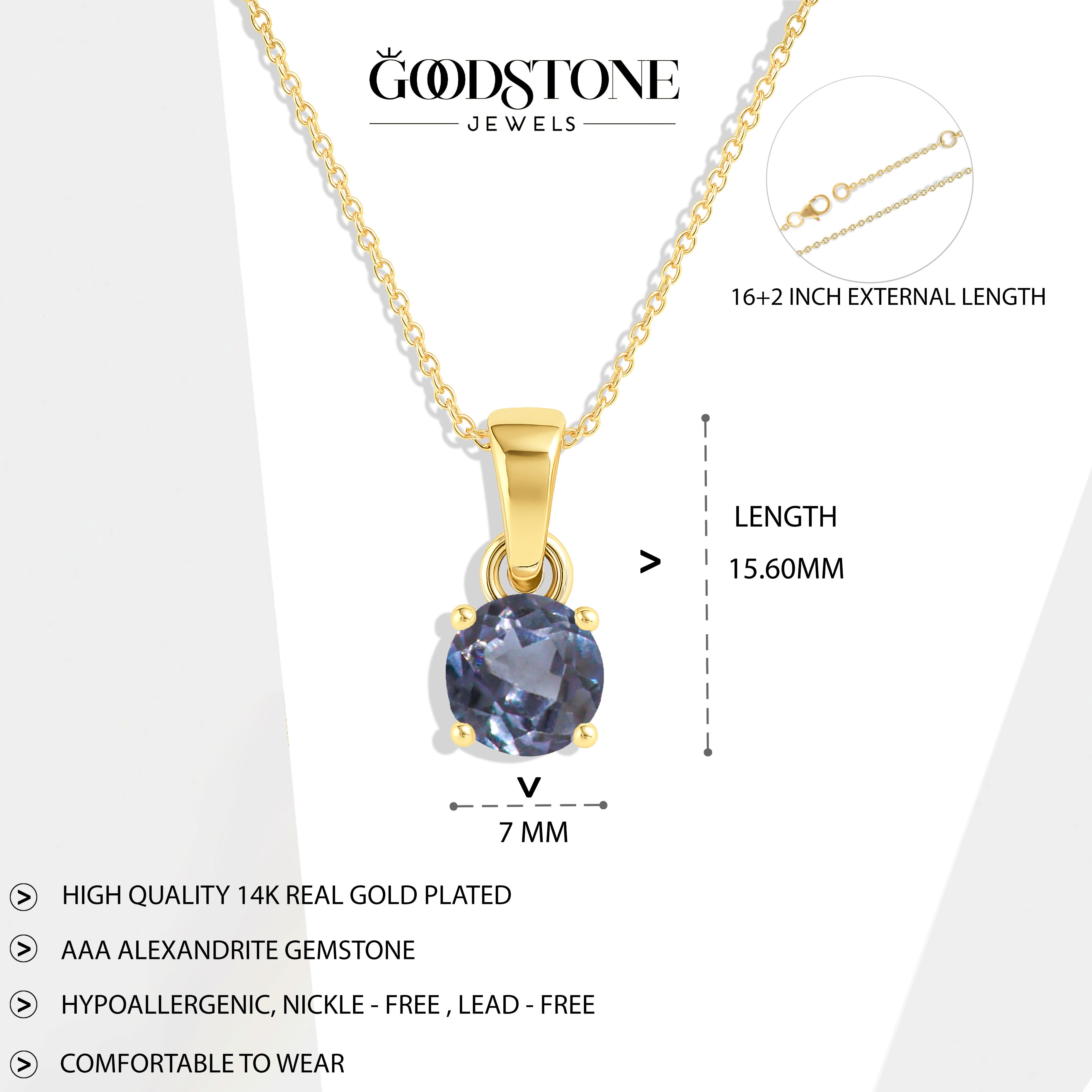 Alexandrite Solitaire Teardrop Pendant Necklace in 925 Sterling Silver 7mm 1.5ct