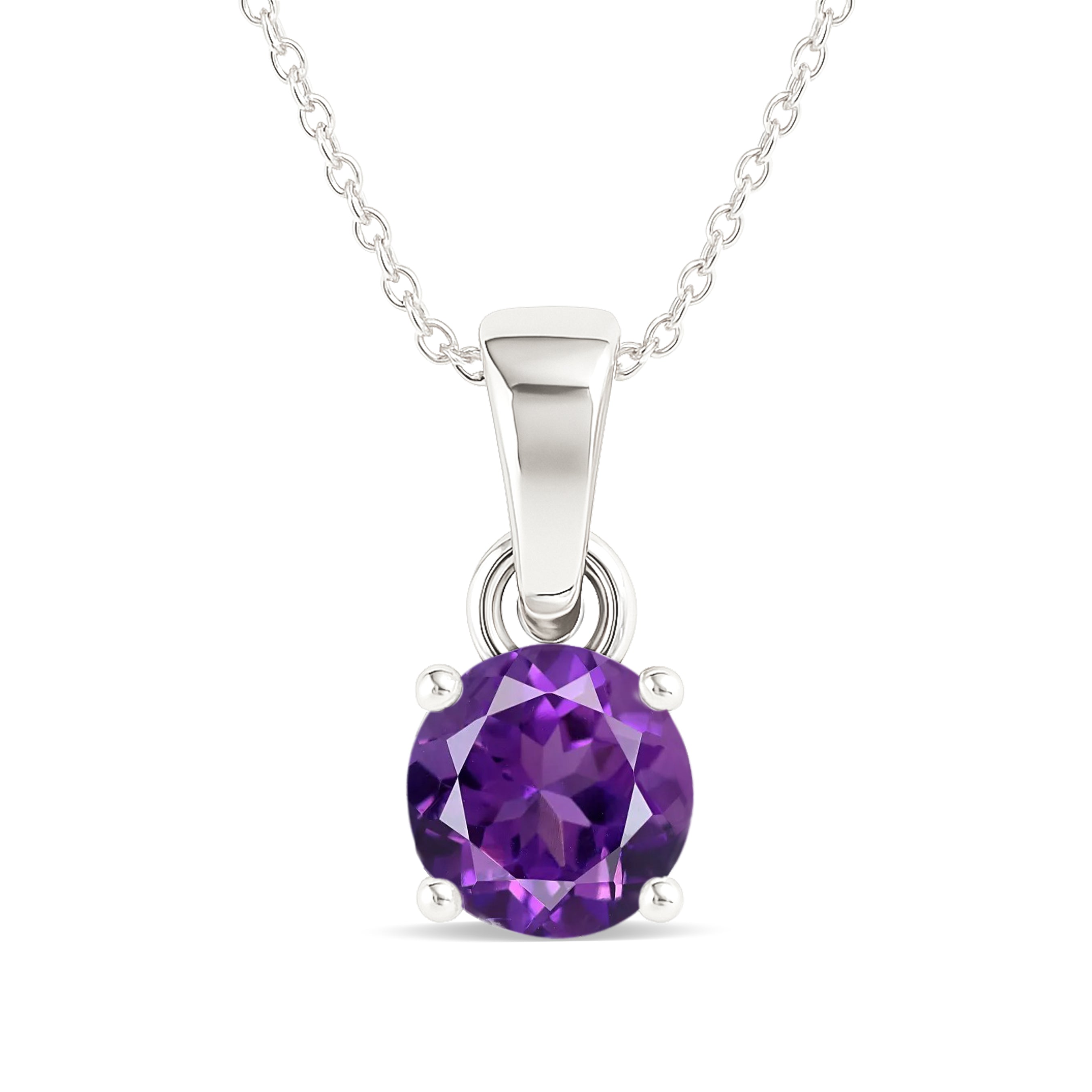 Amethyst Teardrop Pendant Necklace in 925 Sterling Silver 7mm 1.5ct