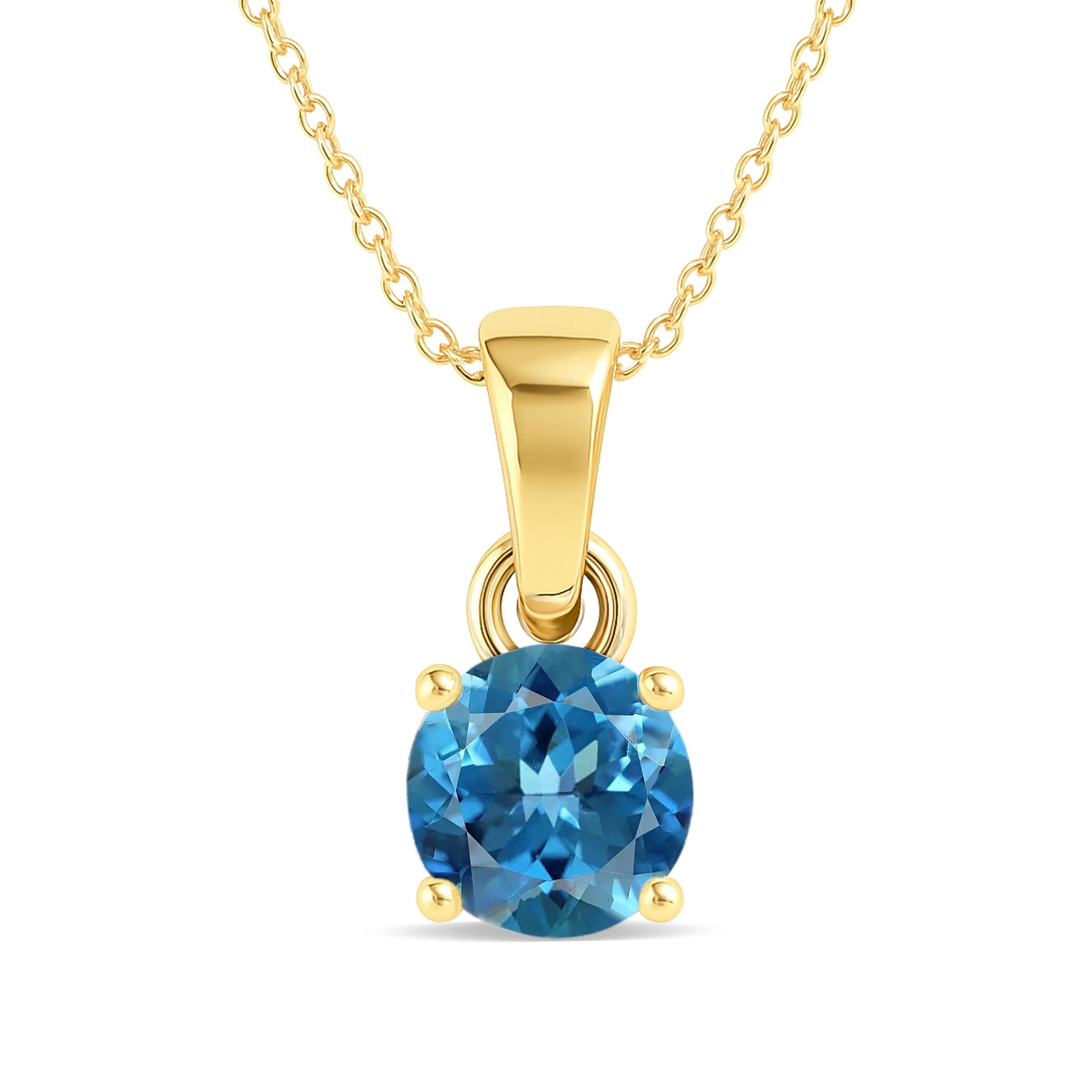 Blue Topaz Solitaire Teardrop Pendant Necklace in 925 Sterling Silver 7mm 1.2ct