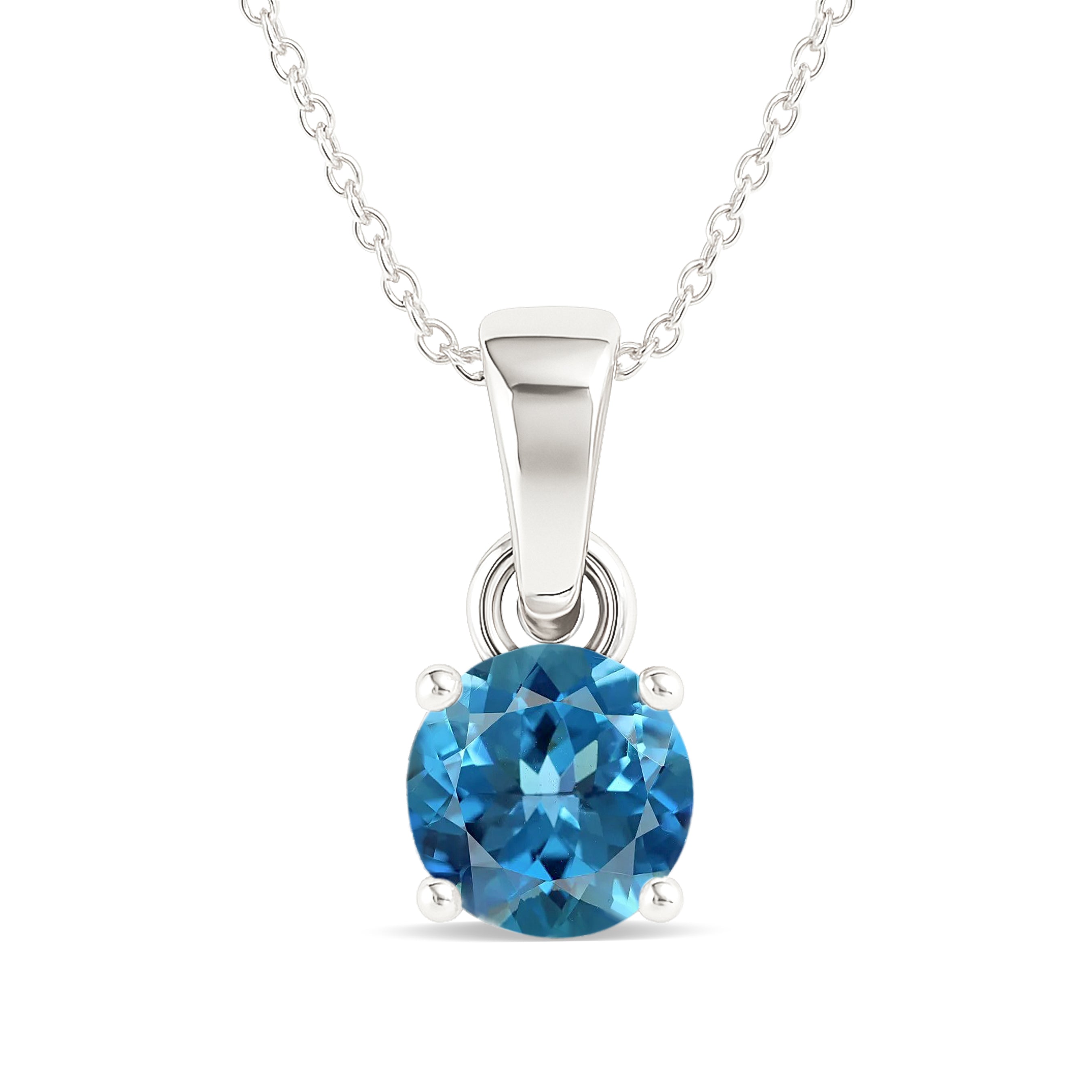Blue Topaz Teardrop Pendant Necklace in 925 Sterling Silver 7mm 1.2ct