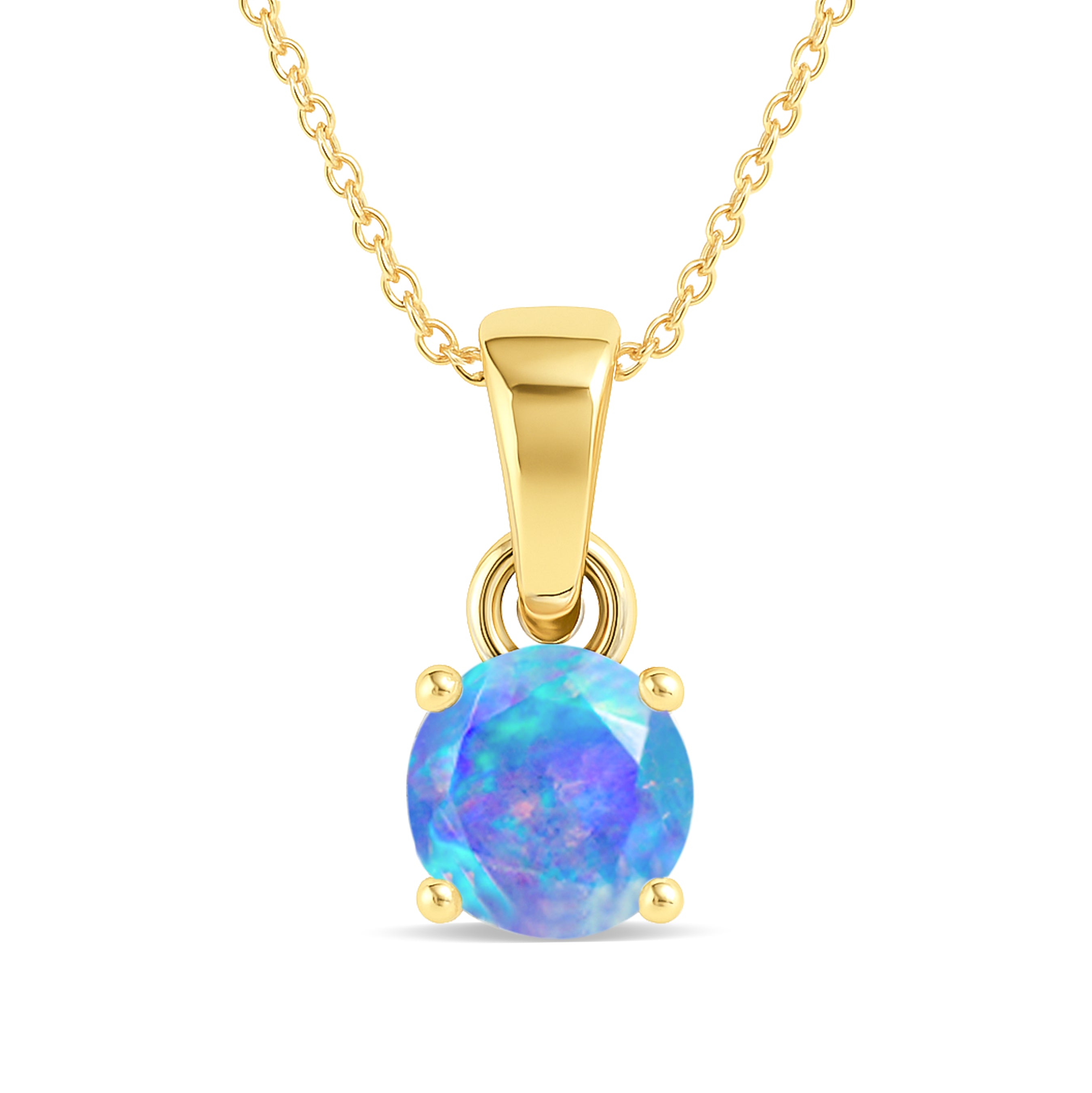 Blue Opal Teardrop Pendant Necklace in 925 Sterling Silver 7mm 1.2ct