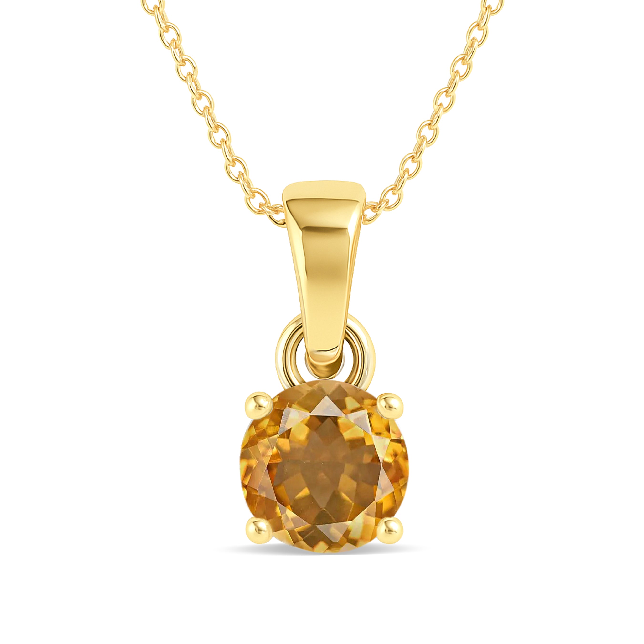 Citrine Solitaire Teardrop Pendant Necklace in 925 Sterling Silver 7mm 1.5ct