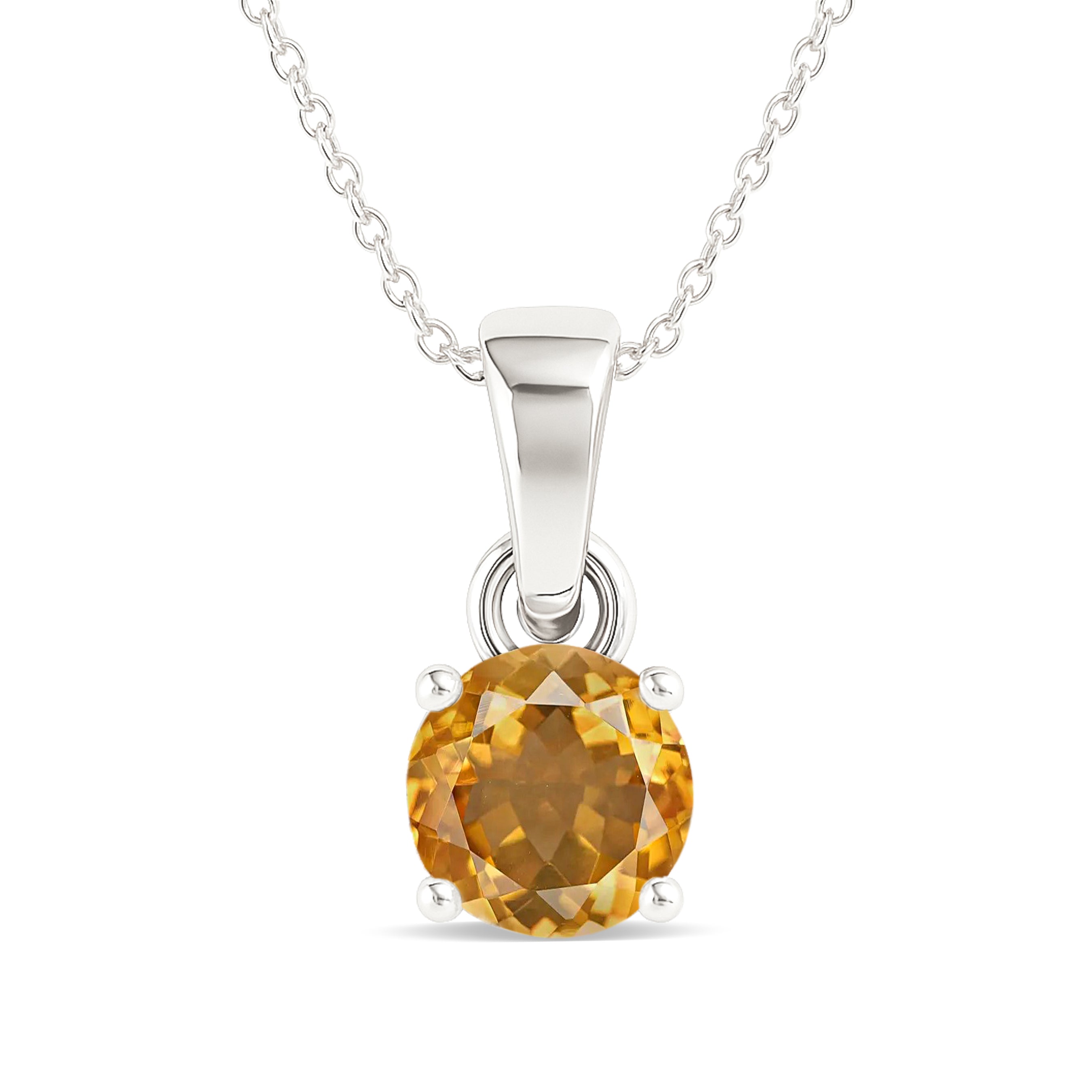 Citrine Teardrop Pendant Necklace in 925 Sterling Silver 7mm 1.5ct