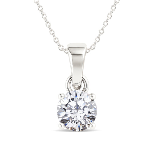 Simulated Diamond Round Solitaire Pendant Necklace in 925 Sterling Silver 7 MM 1.5ct
