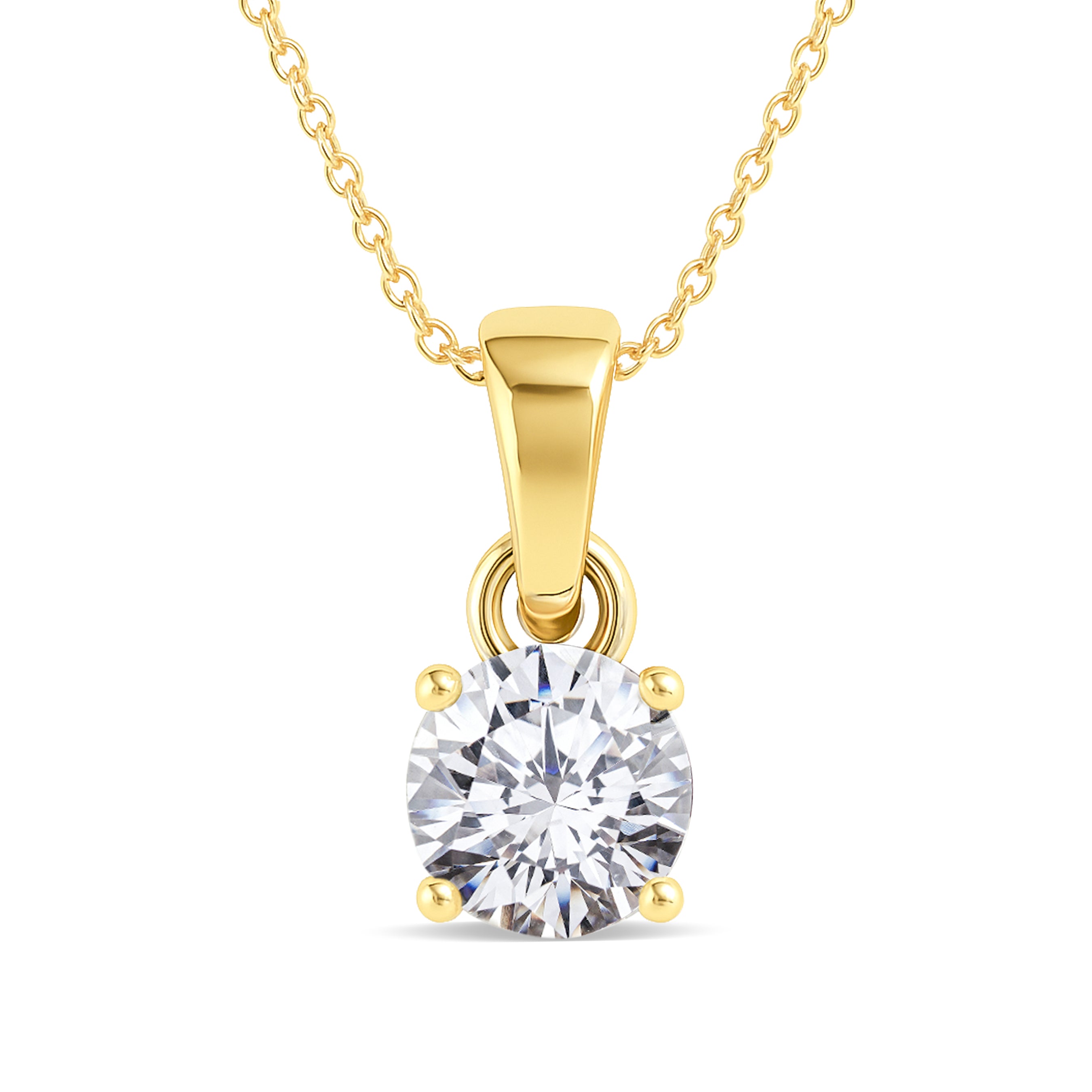 Simulated Diamond Round Solitaire Pendant Necklace in 925 Sterling Silver 7 MM 1.5ct