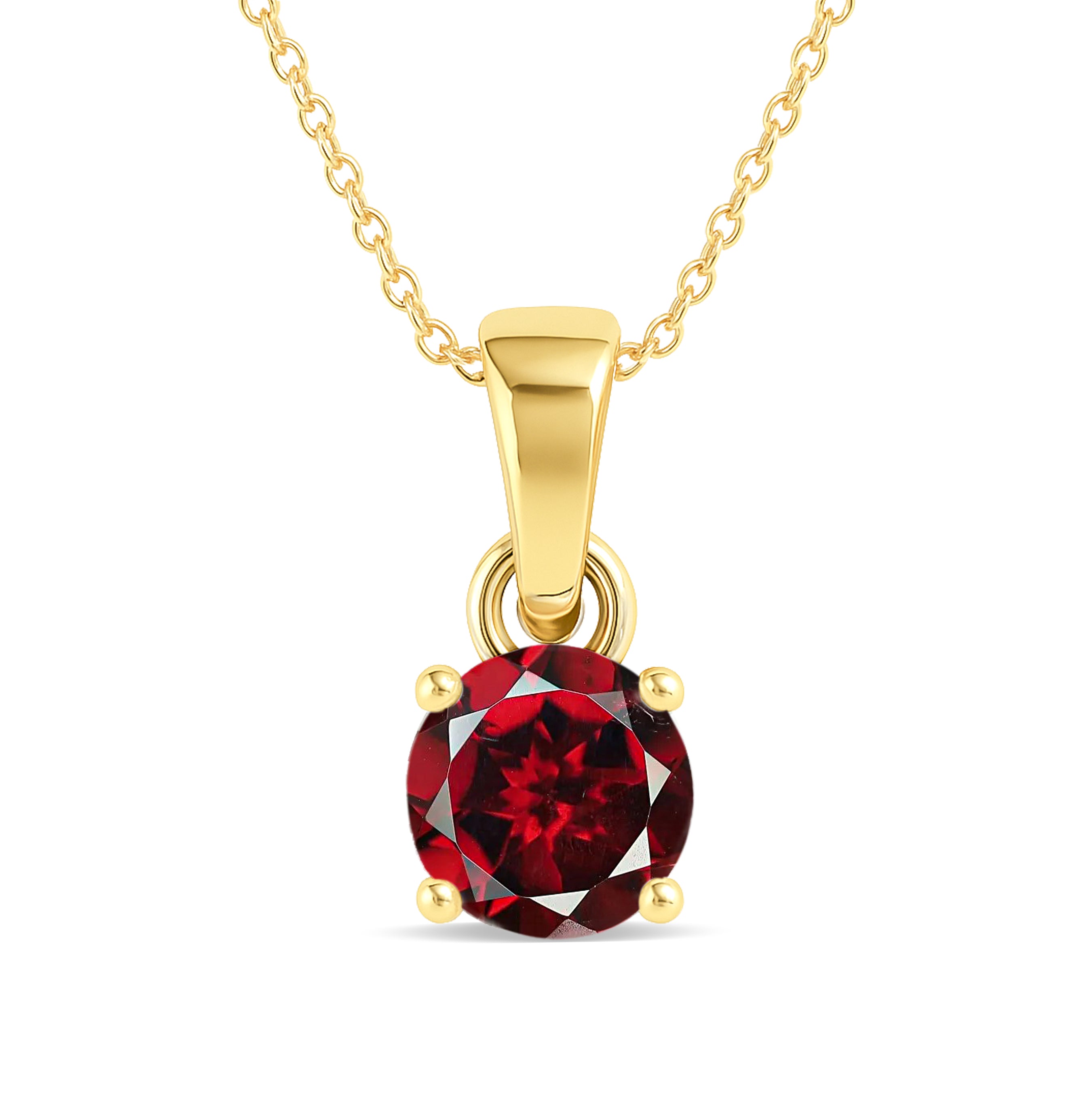 Garnet Round Solitaire Pendant Necklace in 925 Sterling Silver 7 MM 1.5ct