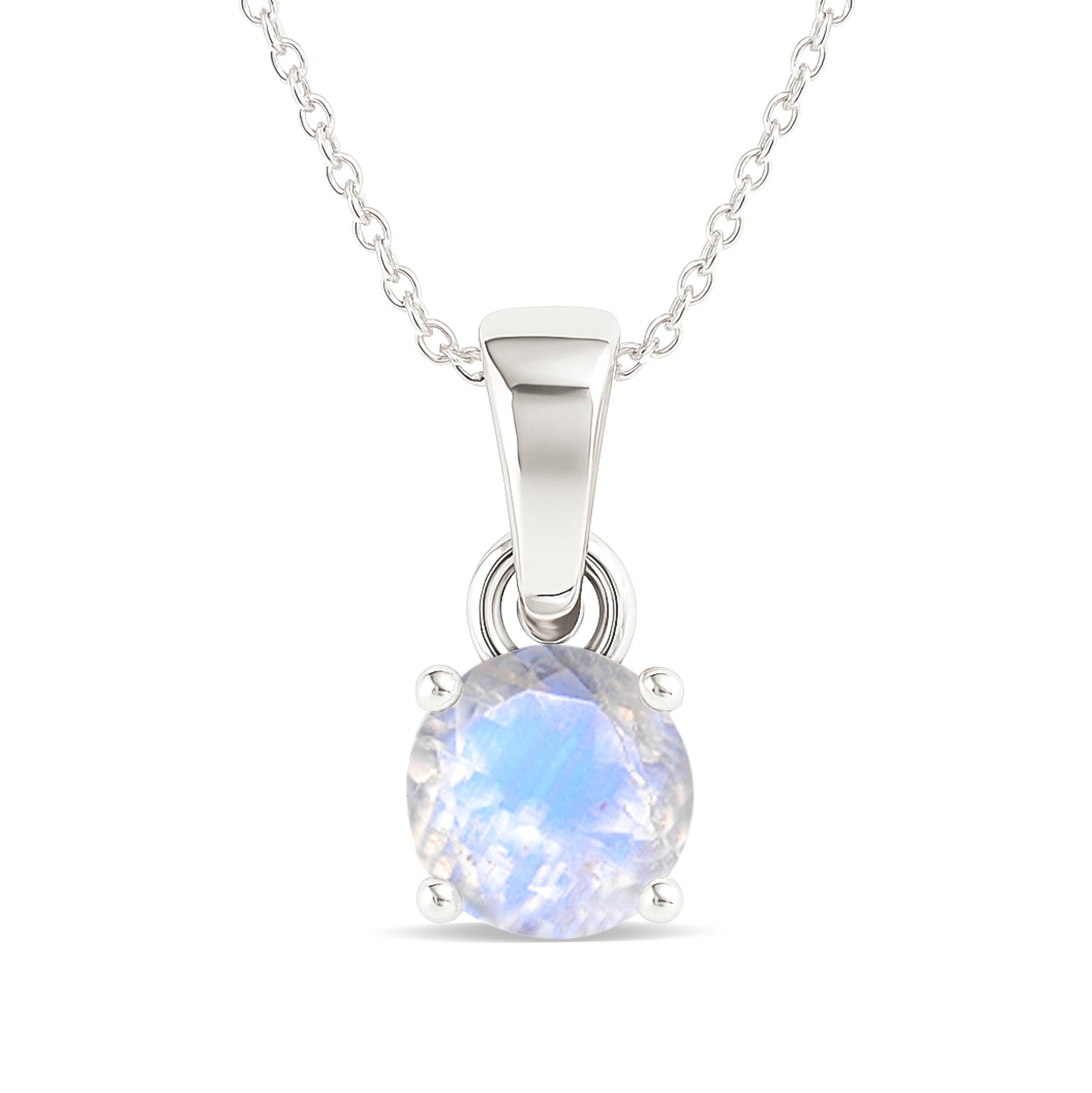 Natural Moonstone Teardrop Pendant Necklace in 925 Sterling Silver 7mm 1.2ct