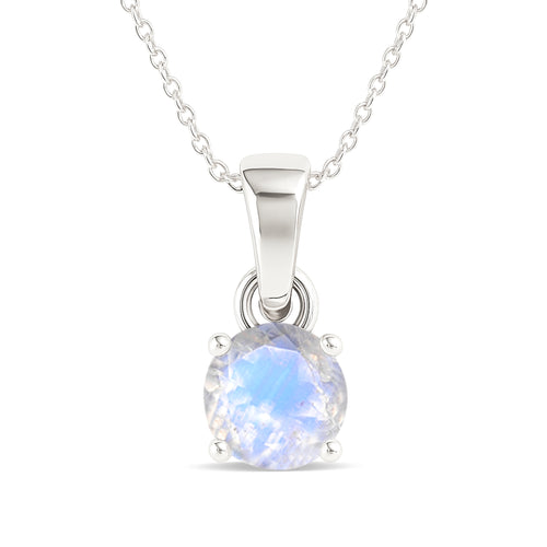 Natural Moonstone Solitaire Teardrop Pendant Necklace in 925 Sterling Silver 7mm 1.2ct