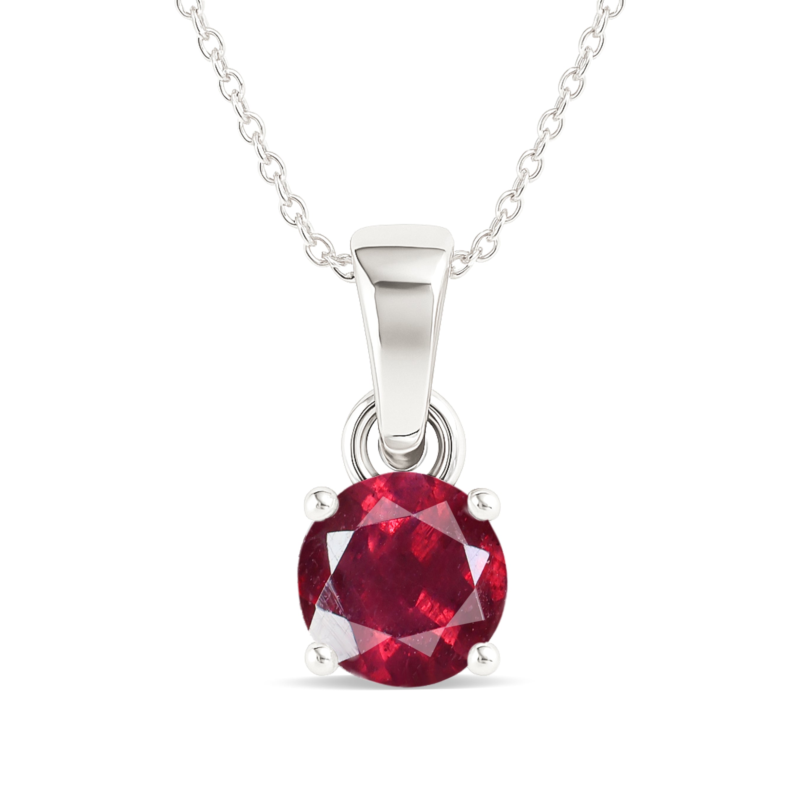 Natural Ruby Solitaire Teardrop Pendant Necklace in 925 Sterling Silver 7mm 1.2ct