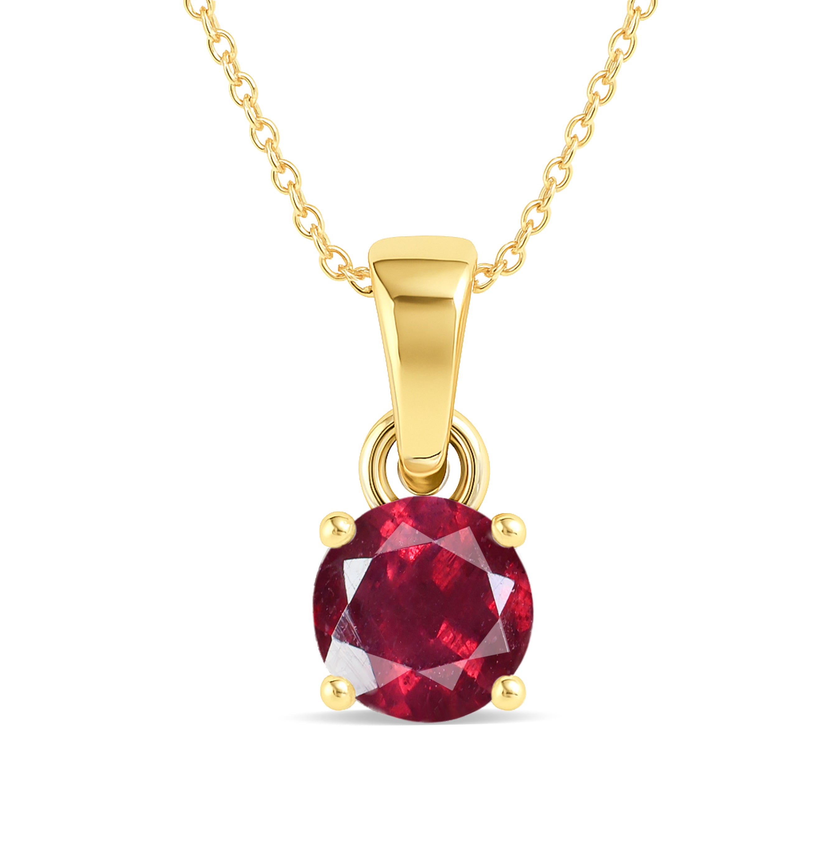Ruby Solitaire Teardrop Pendant Necklace in 925 Sterling Silver 7mm 1.5 ct