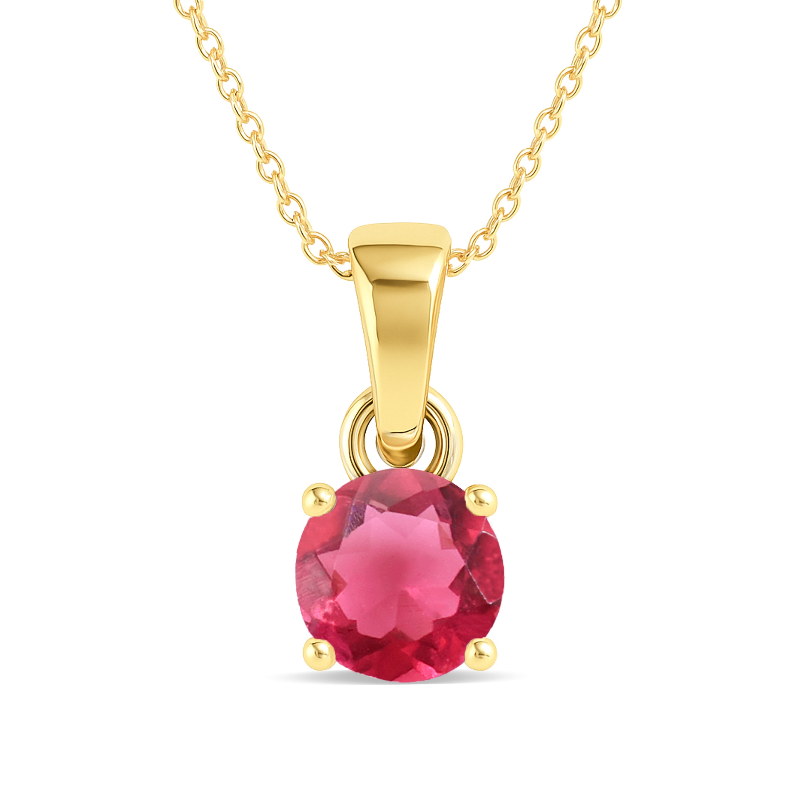 Pink Tourmaline Round Solitaire Pendant Necklace in 925 Sterling Silver 7 MM 1.5ct