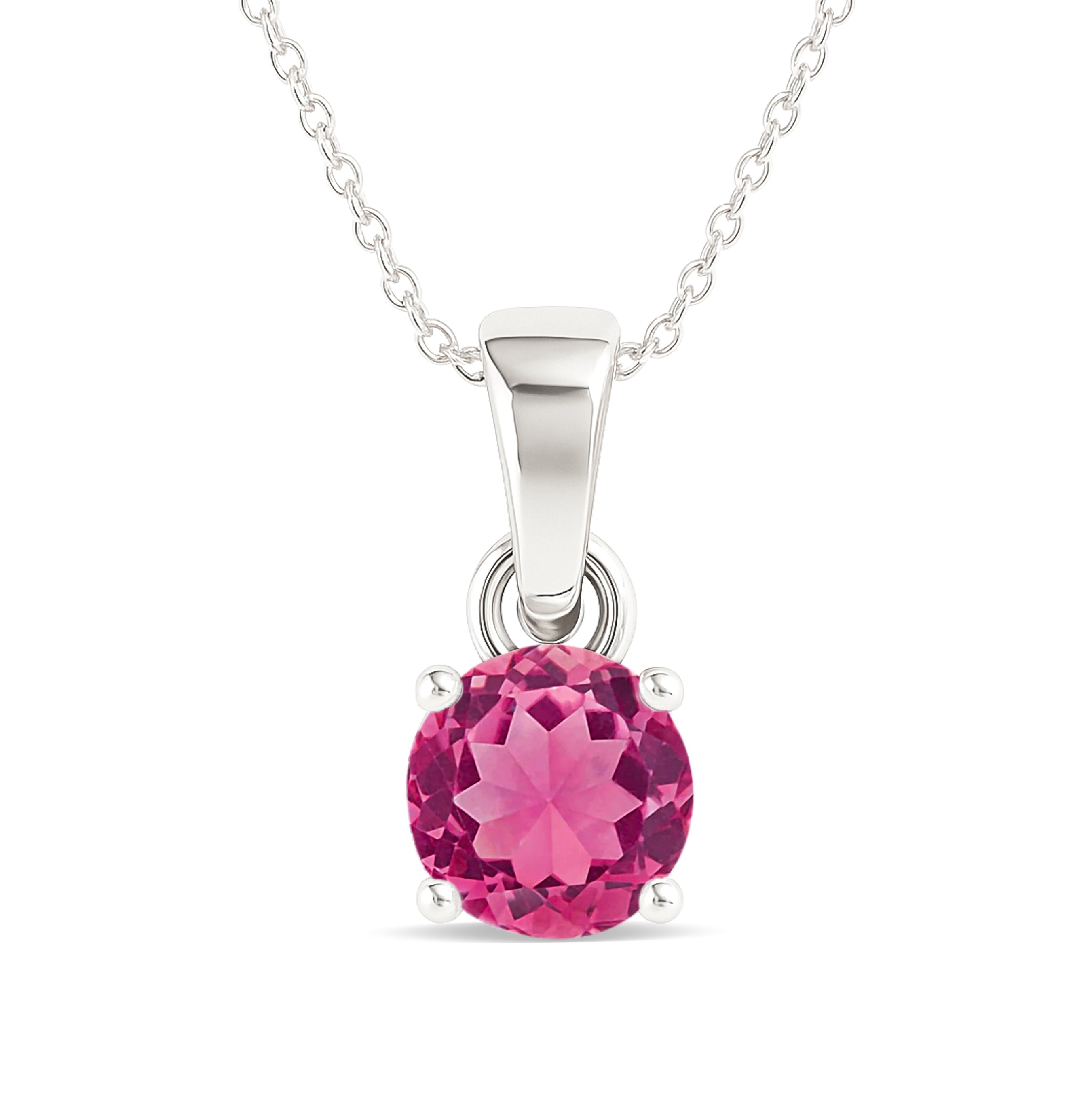Pink Tourmaline Teardrop Pendant Necklace in 925 Sterling Silver 7mm 1.5ct