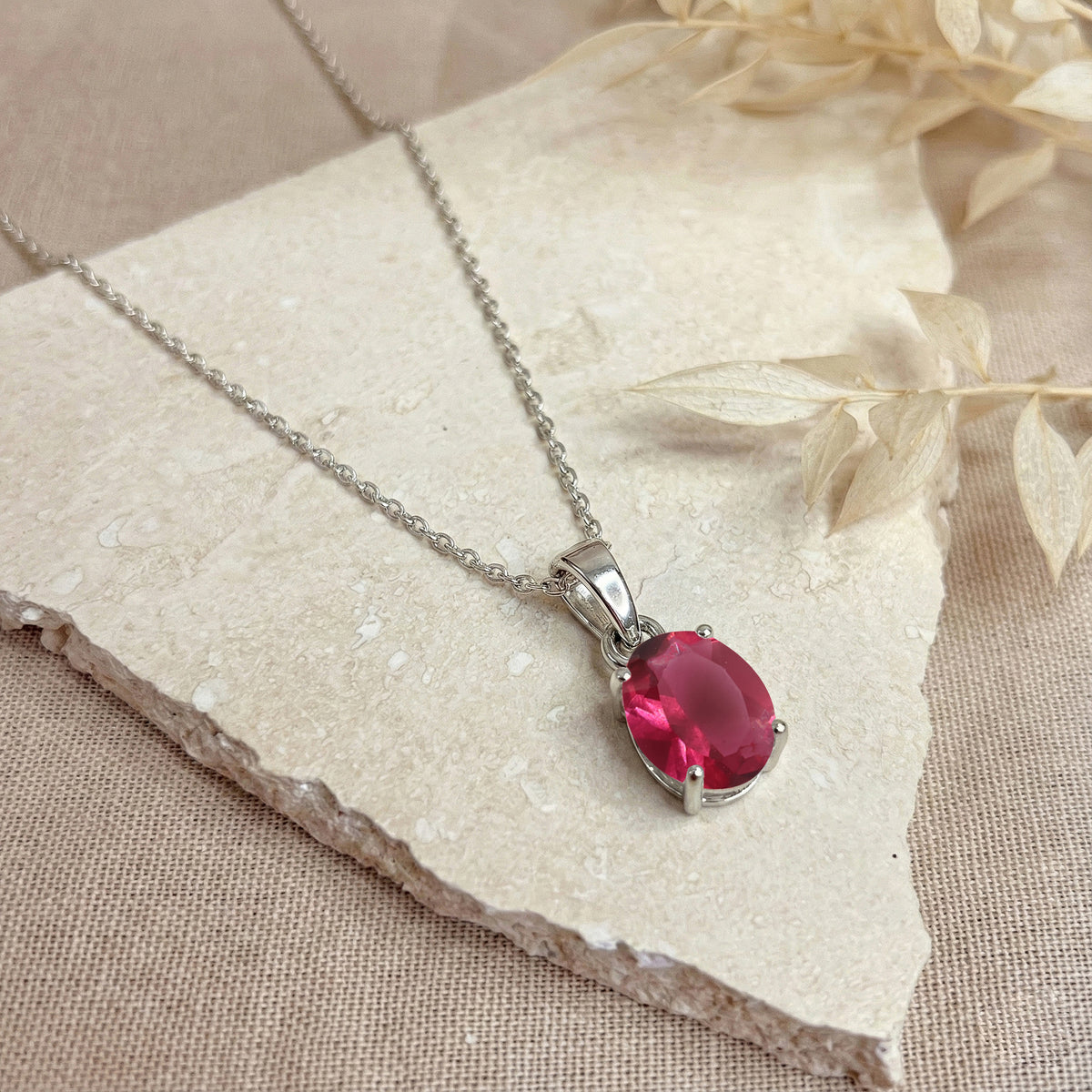 Pink Tourmaline Solitaire Pendant Necklace in 925 Sterling Silver 9x7 MM 1.4ct