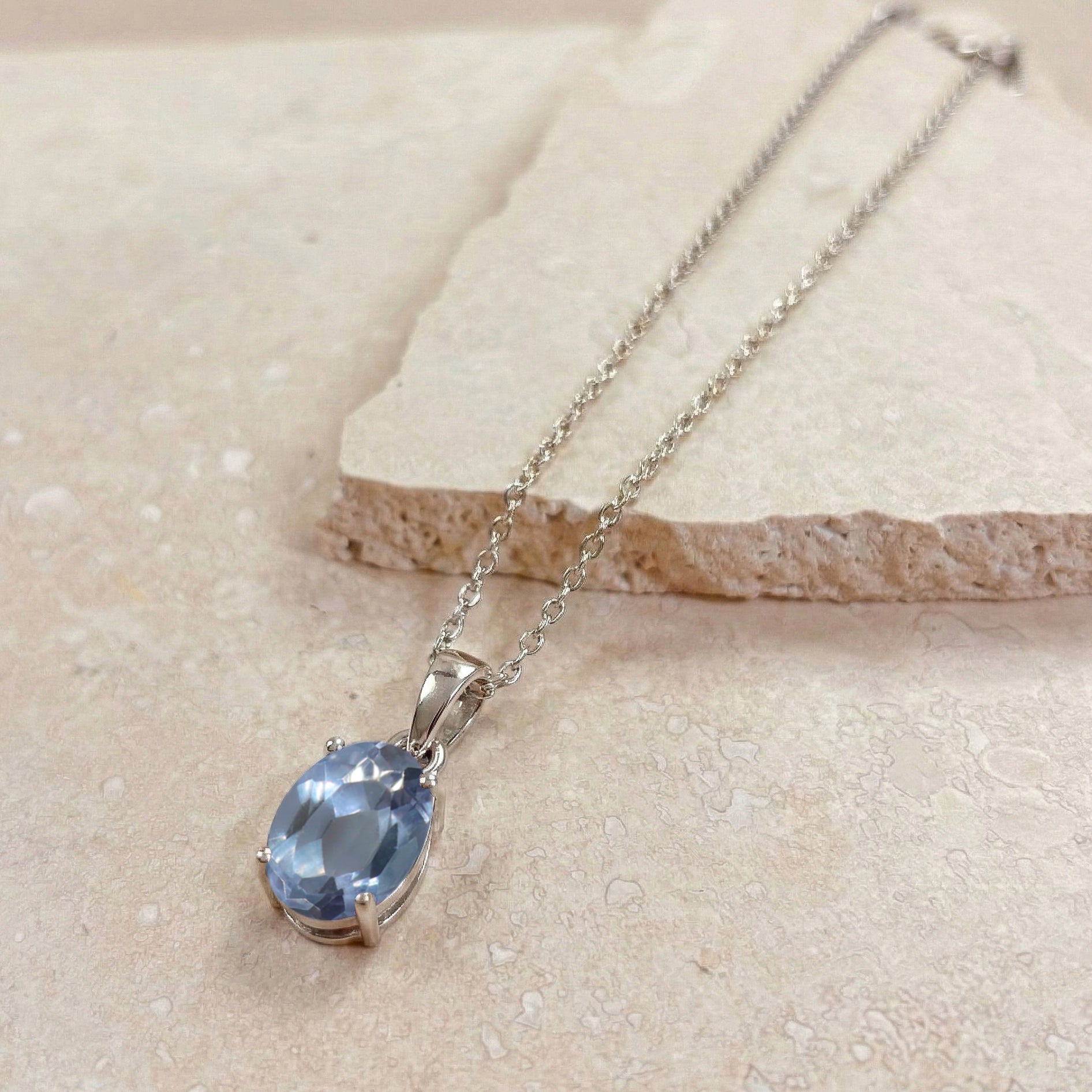 Alexandrite Solitaire Pendant Necklace in 925 Sterling Silver 9x7 MM 1.4ct