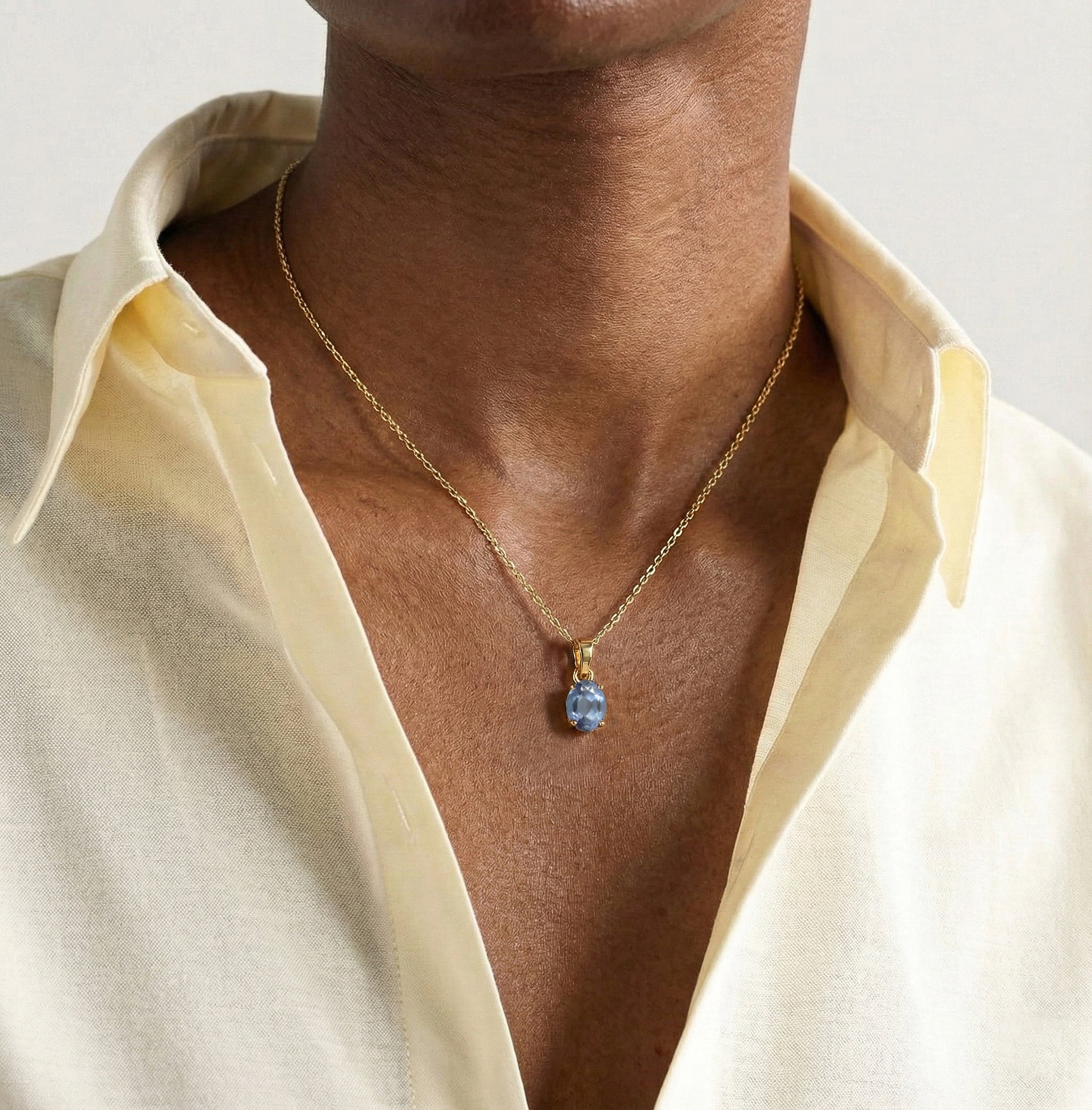 Alexandrite Solitaire Pendant Necklace in 925 Sterling Silver 9x7 MM 1.4ct