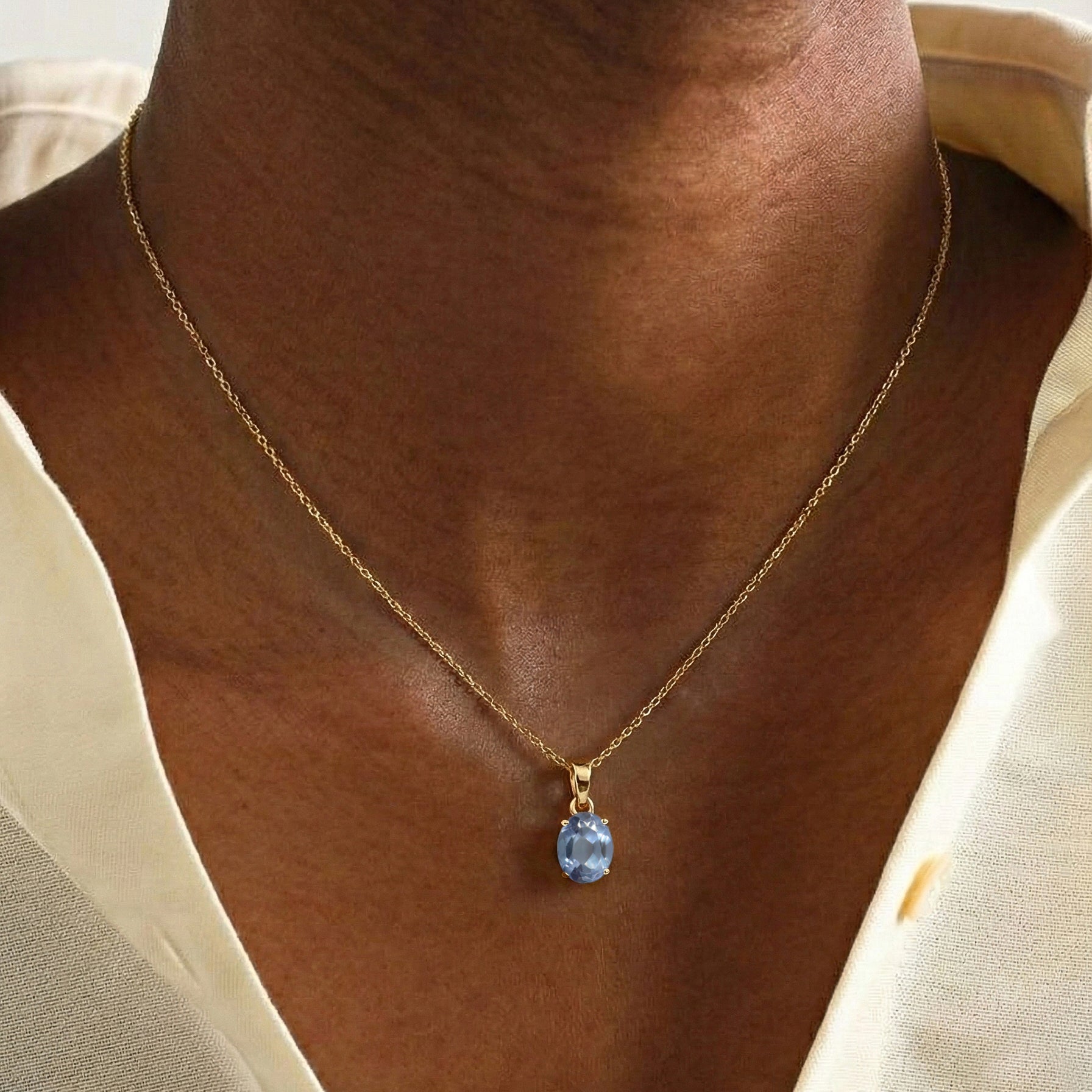 Alexandrite Solitaire Pendant Necklace in 925 Sterling Silver 9x7 MM 1.4ct