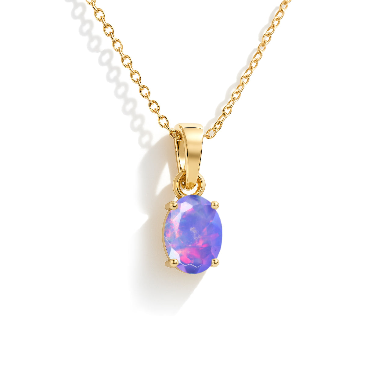 Lavender Opal Oval Teardrop Pendant Necklace in 925 Sterling Silver 1.20ct