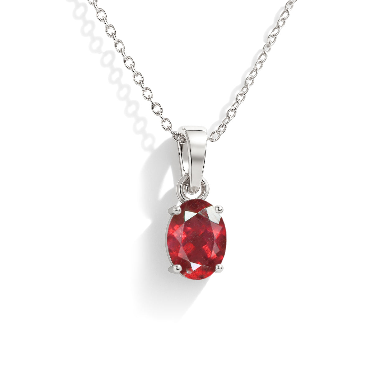 Natural Ruby Oval Solitaire Pendant Necklace in 925 Sterling Silver 1.40ct