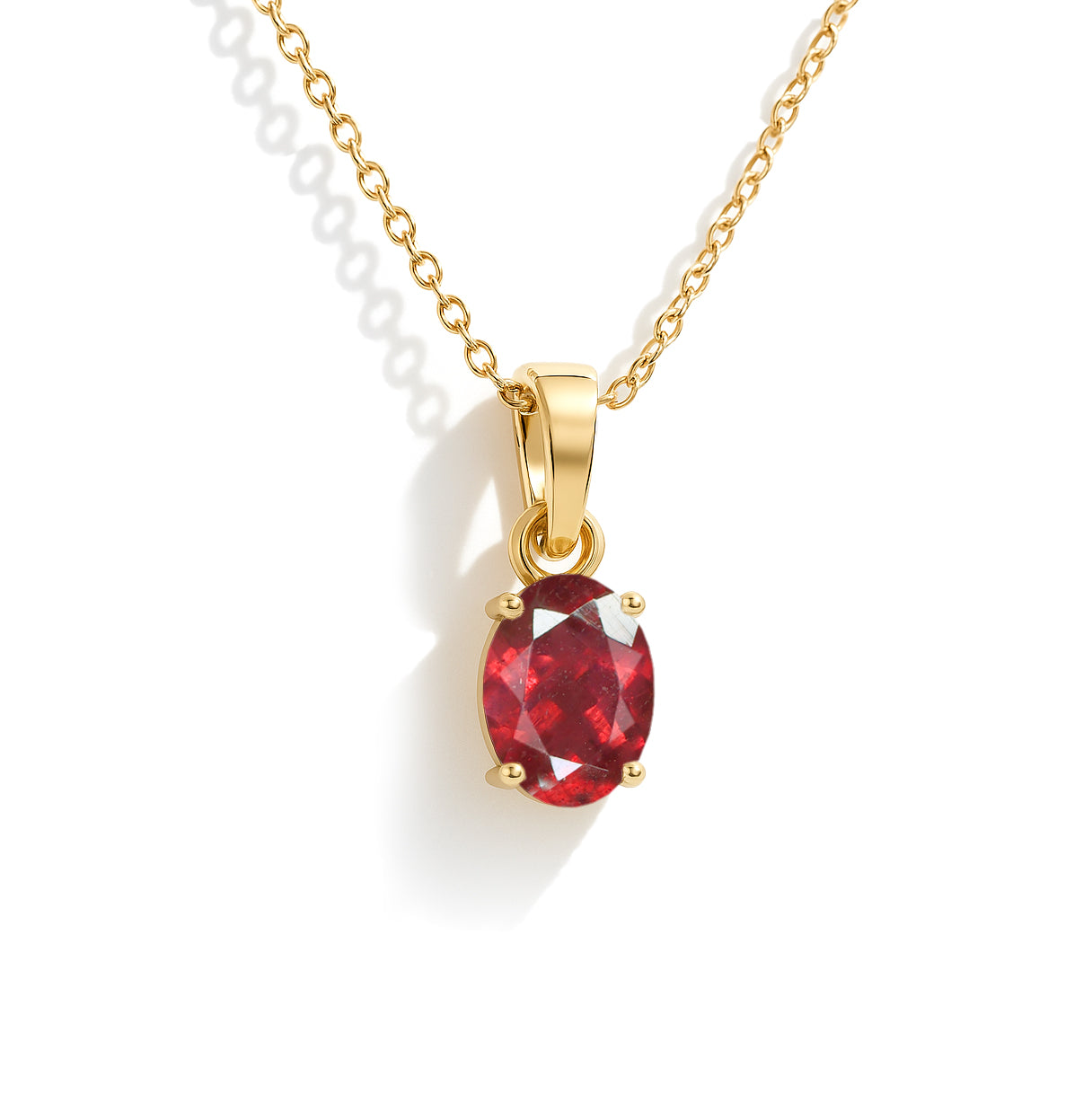 Ruby Solitaire Pendant Necklace in 925 Sterling Silver 9x7 MM 1.4ct