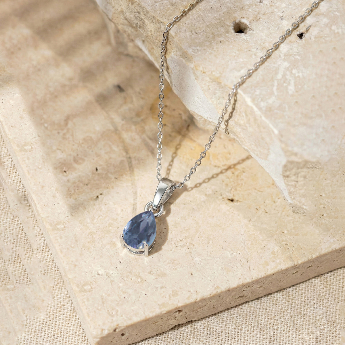 Alexandrite Pear Solitaire Teardrop Pendant Necklace in 925 Sterling Silver 9x7 MM 1.4ct
