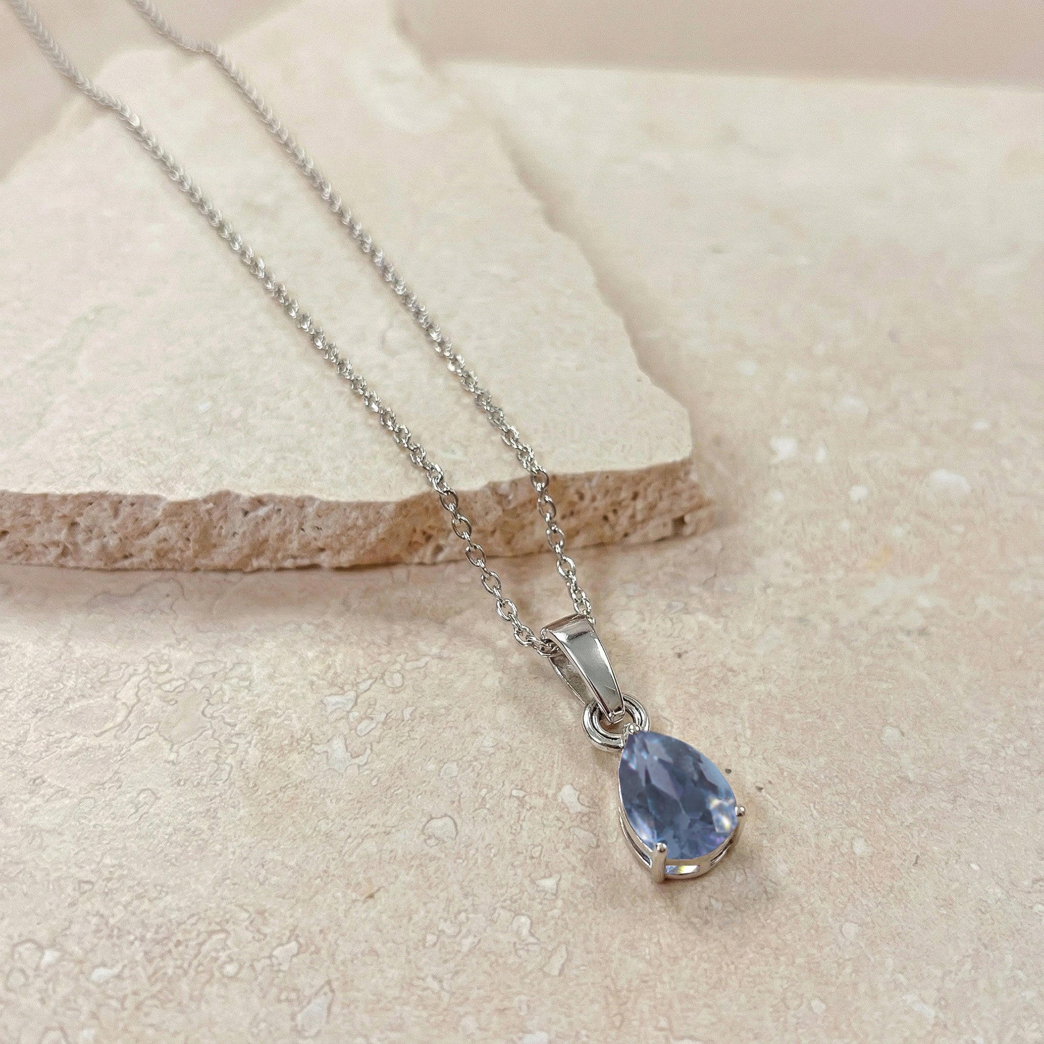 Alexandrite Pear Solitaire Teardrop Pendant Necklace in 925 Sterling Silver 9x7 MM 1.4ct
